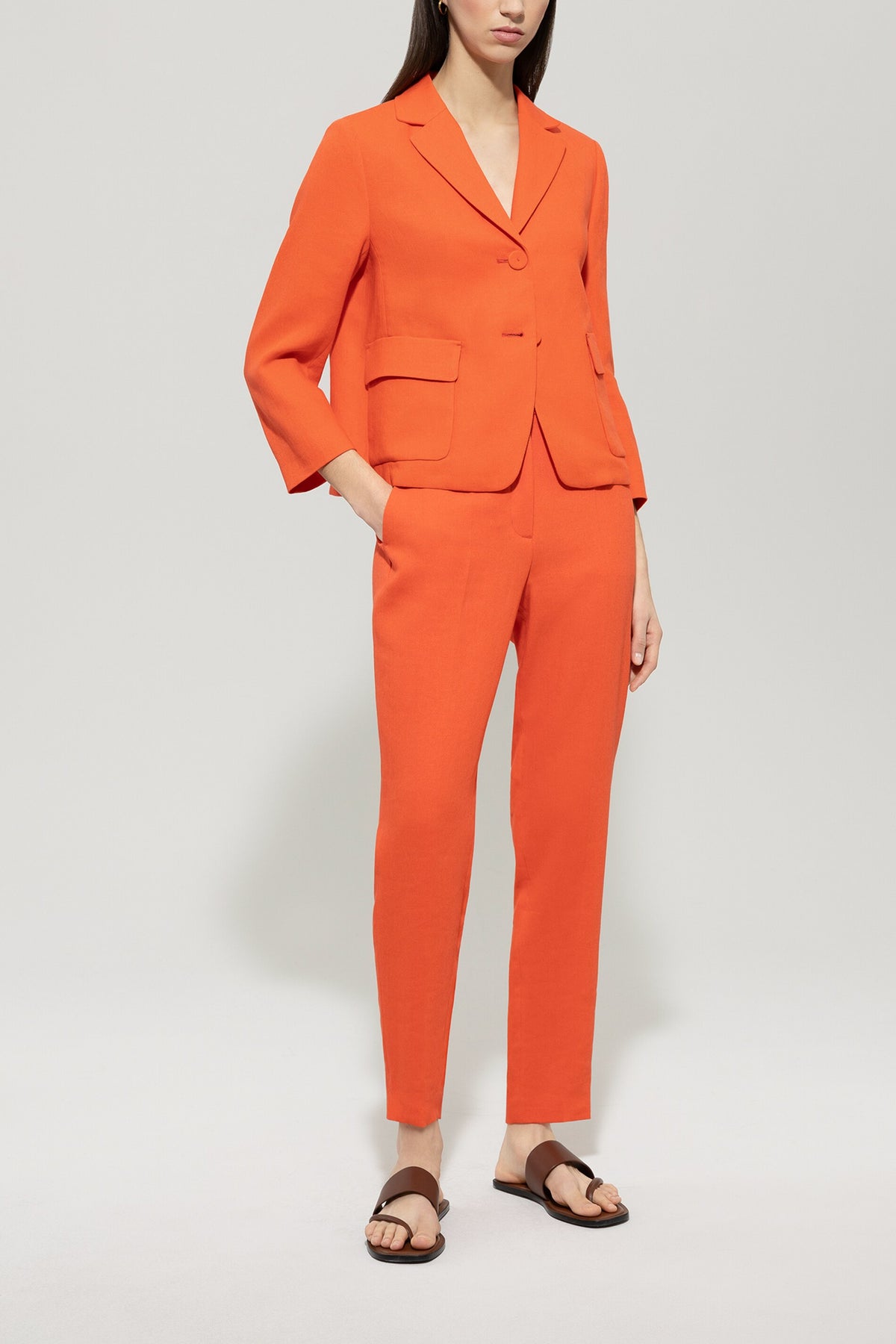 Blazer aus Leinen-Mix - hibiscus - Standard | Model Front