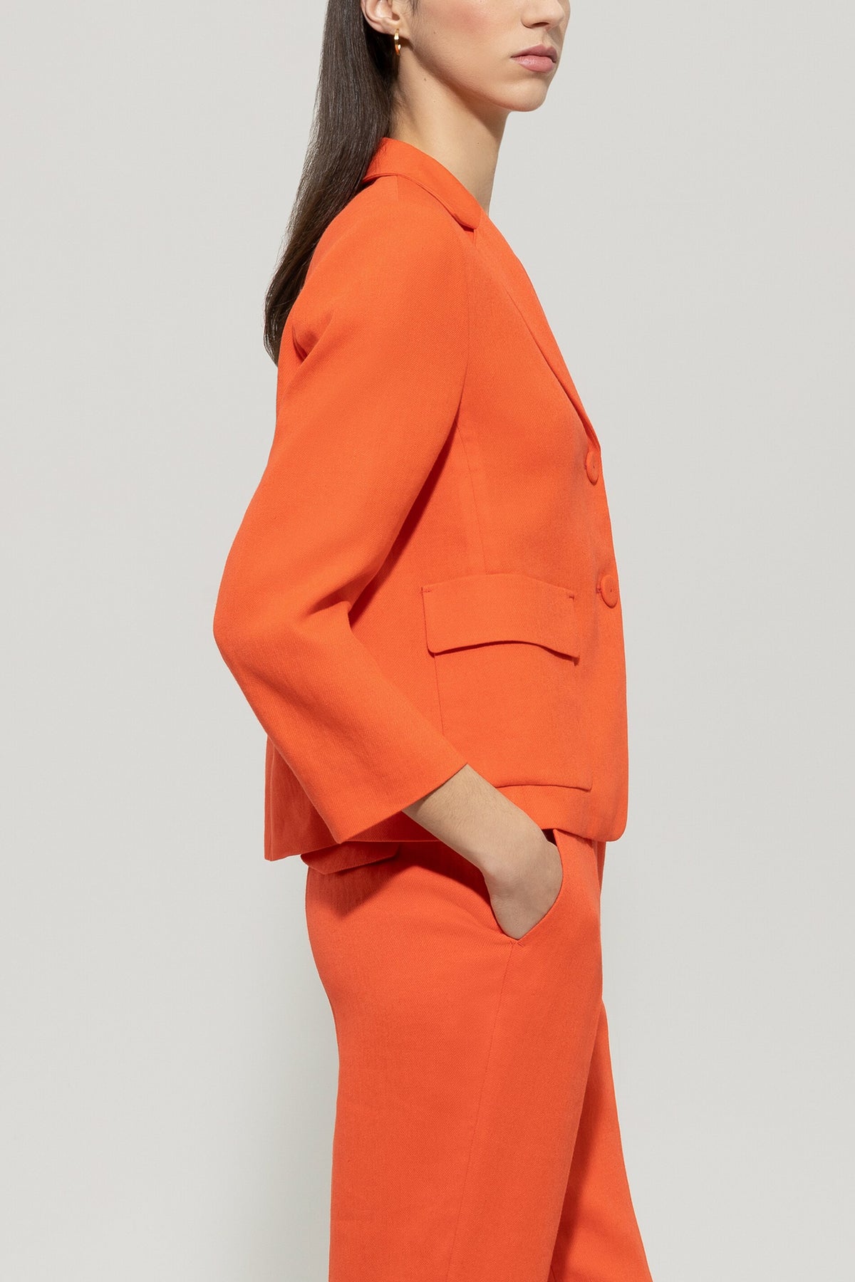 Blazer aus Leinen-Mix - hibiscus - Standard | Model Seite