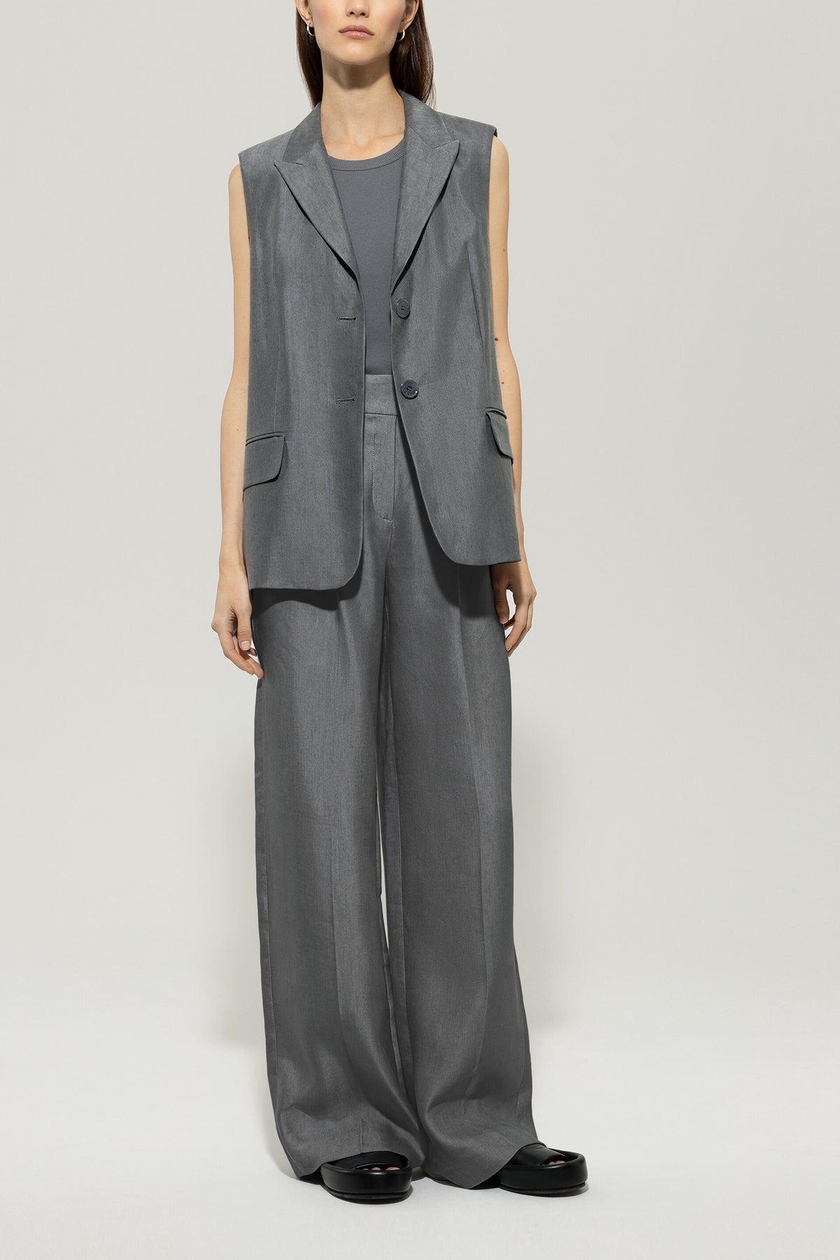 Gabardine-Blazerweste - cool grey - Standard | Model Front