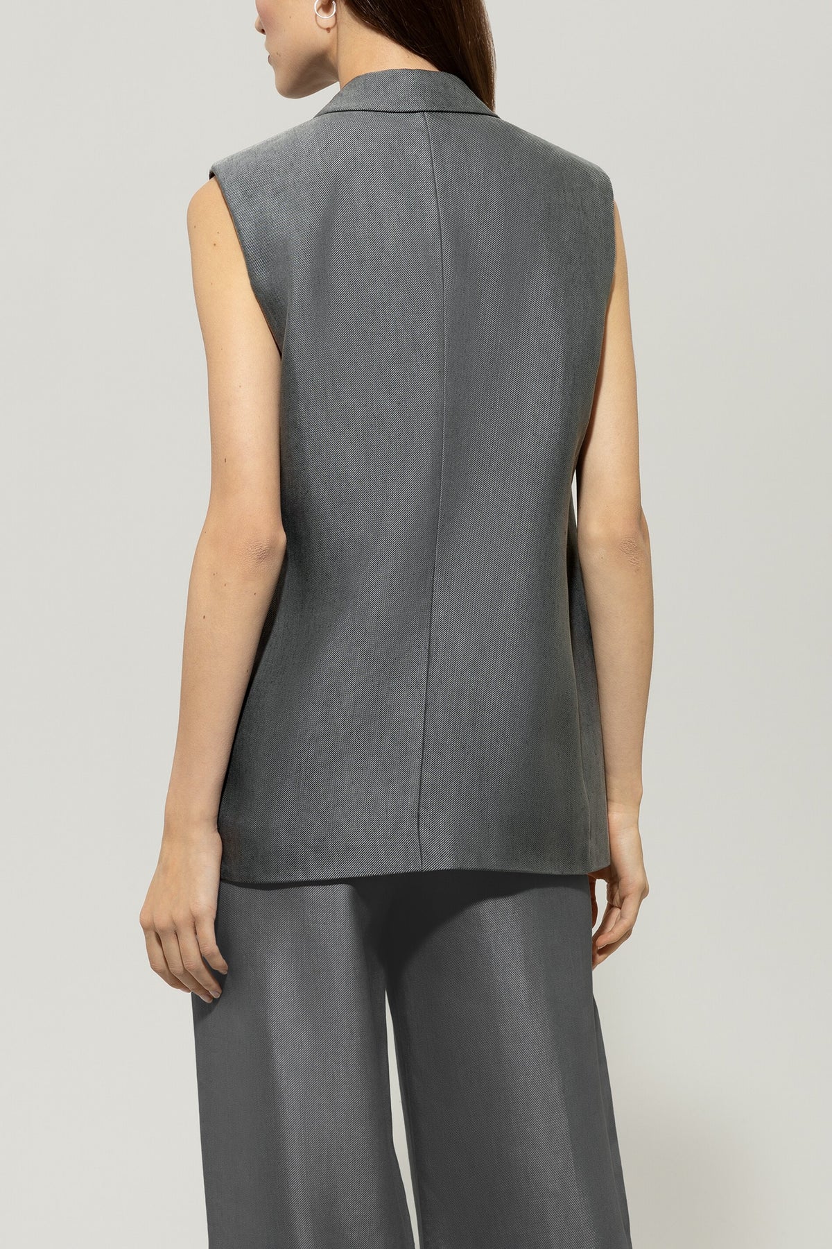 Gabardine-Blazerweste - cool grey - Standard | Model Rück