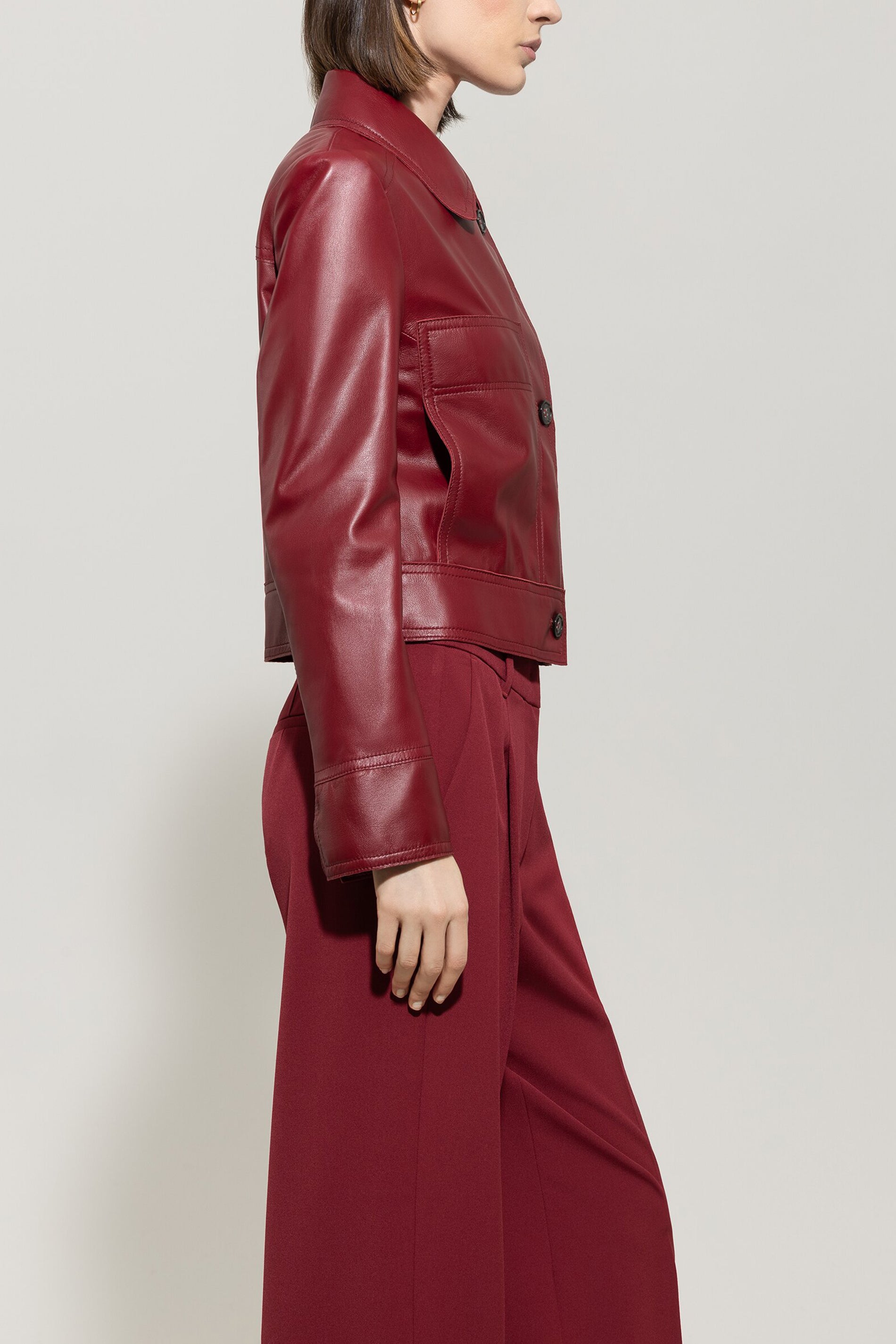 Lammnappa-Bikerjacke - berry red - Standard | Model Seite