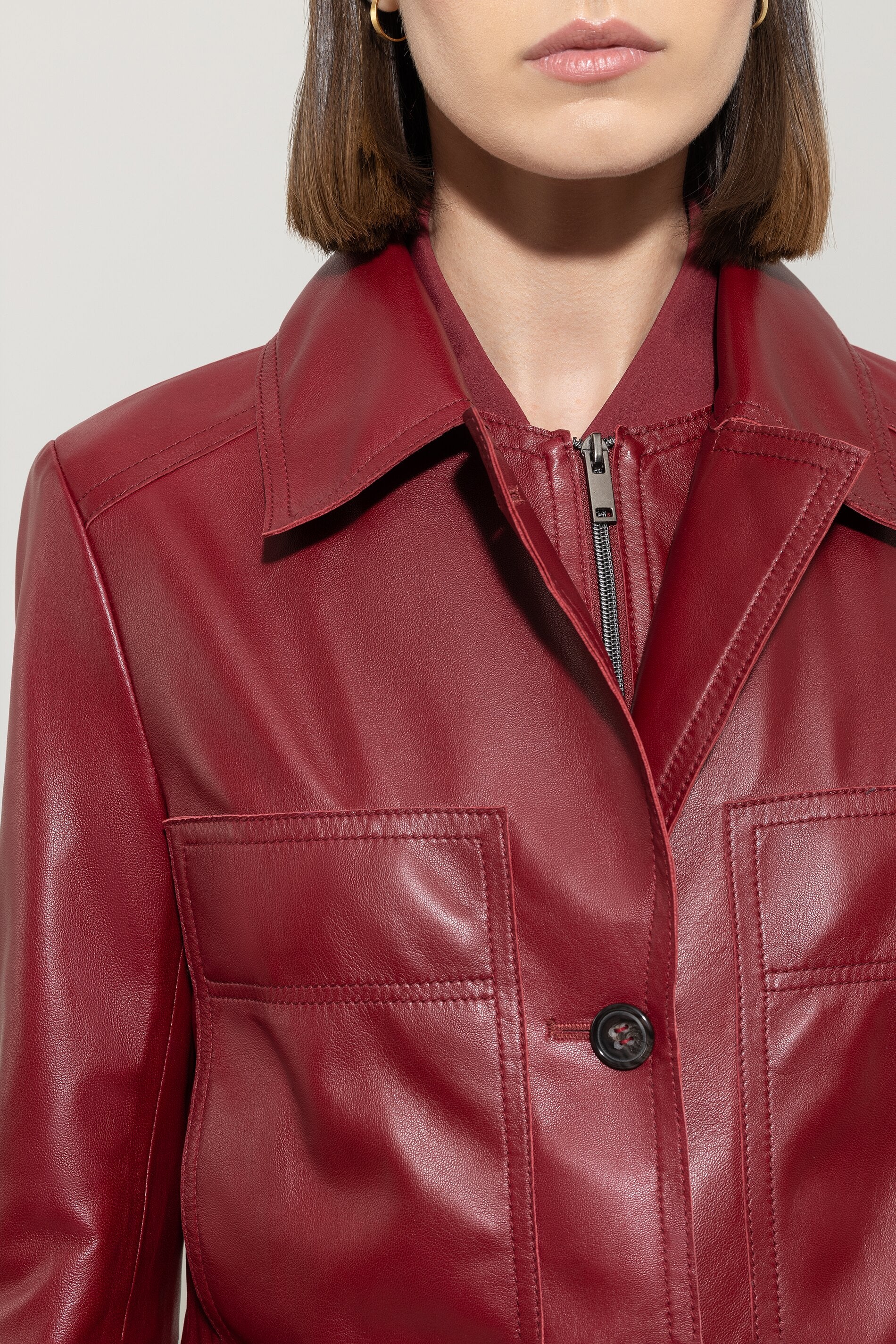 Lammnappa-Bikerjacke - berry red - Standard | Model Detail
