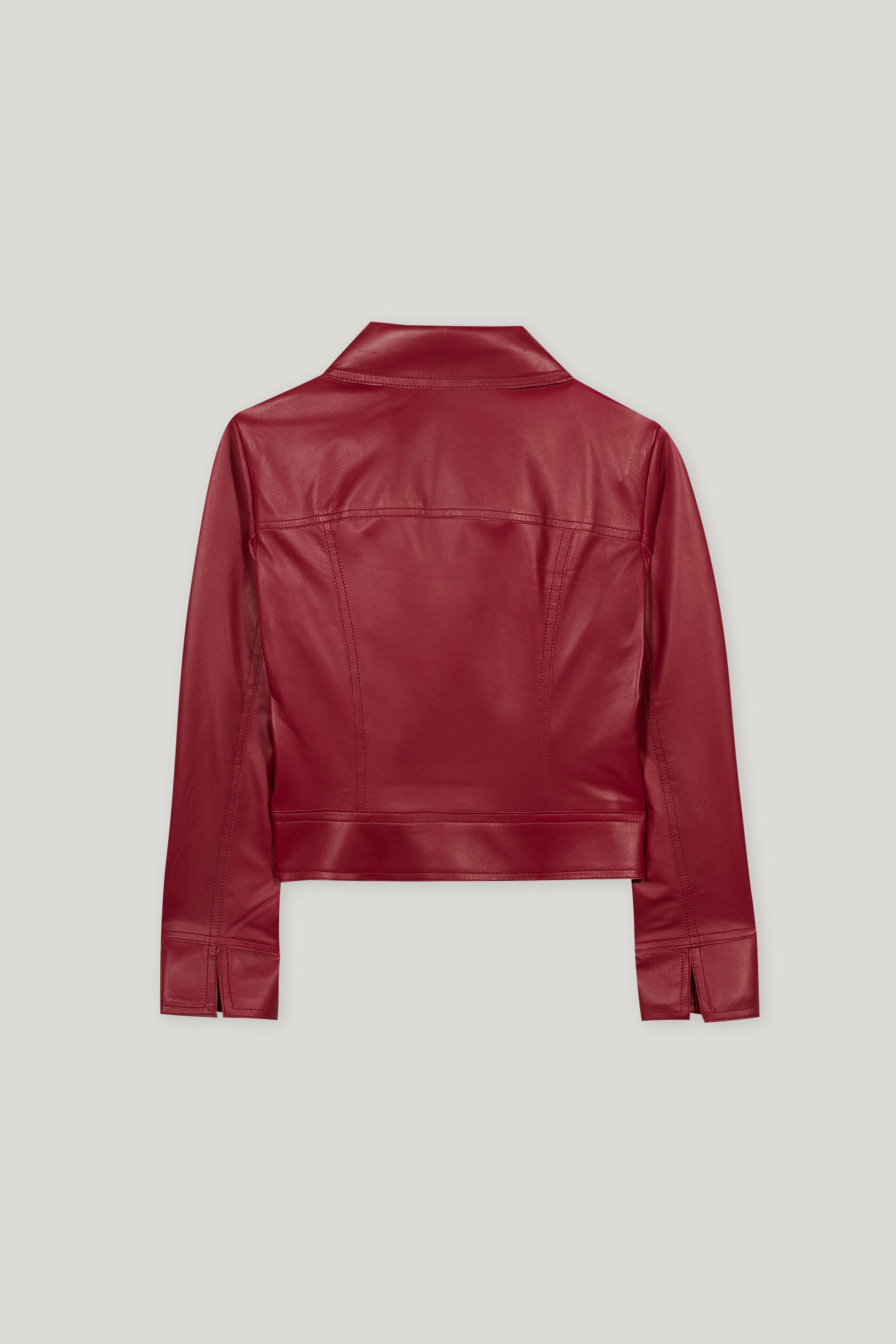 Lammnappa-Bikerjacke - berry red - Standard | Artikel Rück