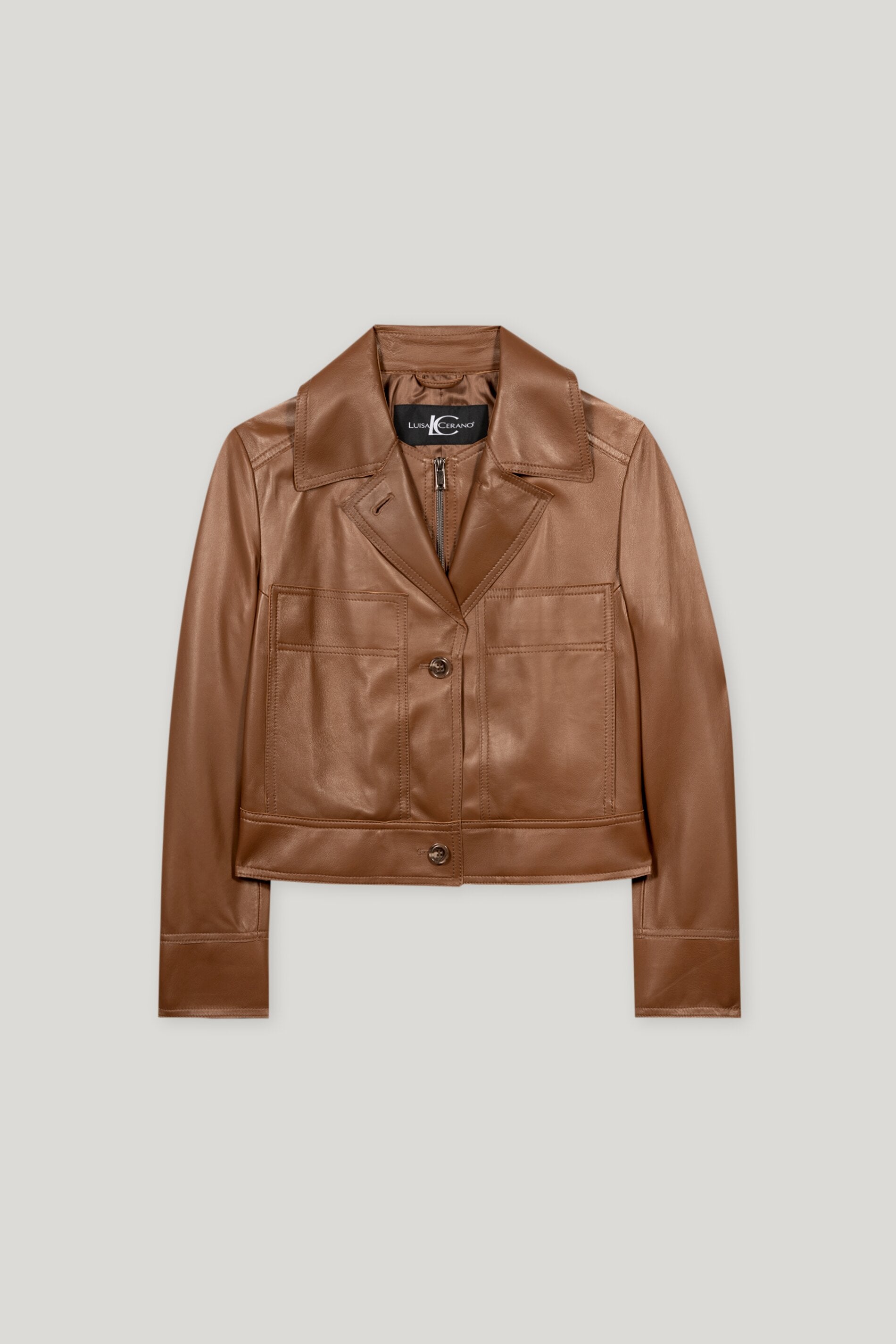 Lammnappa-Bikerjacke - walnut - Standard | Artikel Front