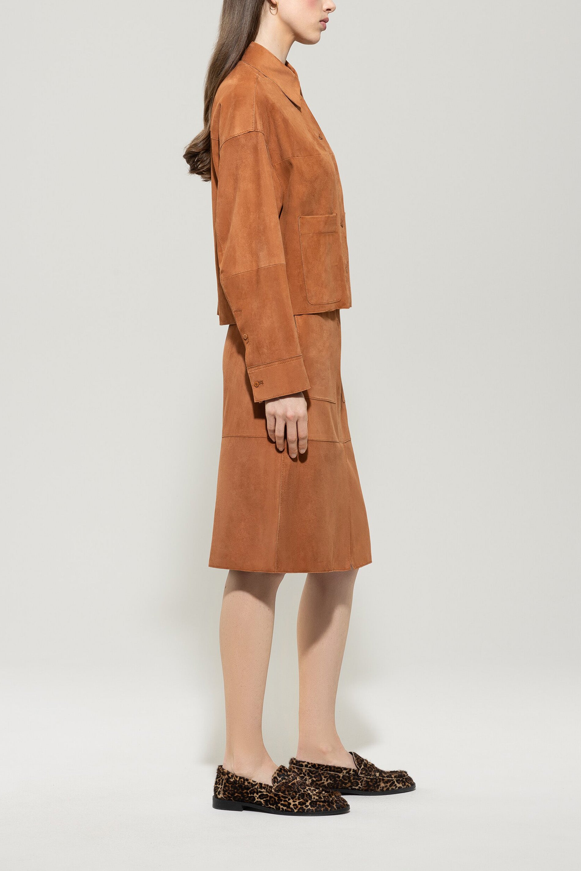 Veloursleder-Hemdjacke - cinnamon - Standard | Model Seite