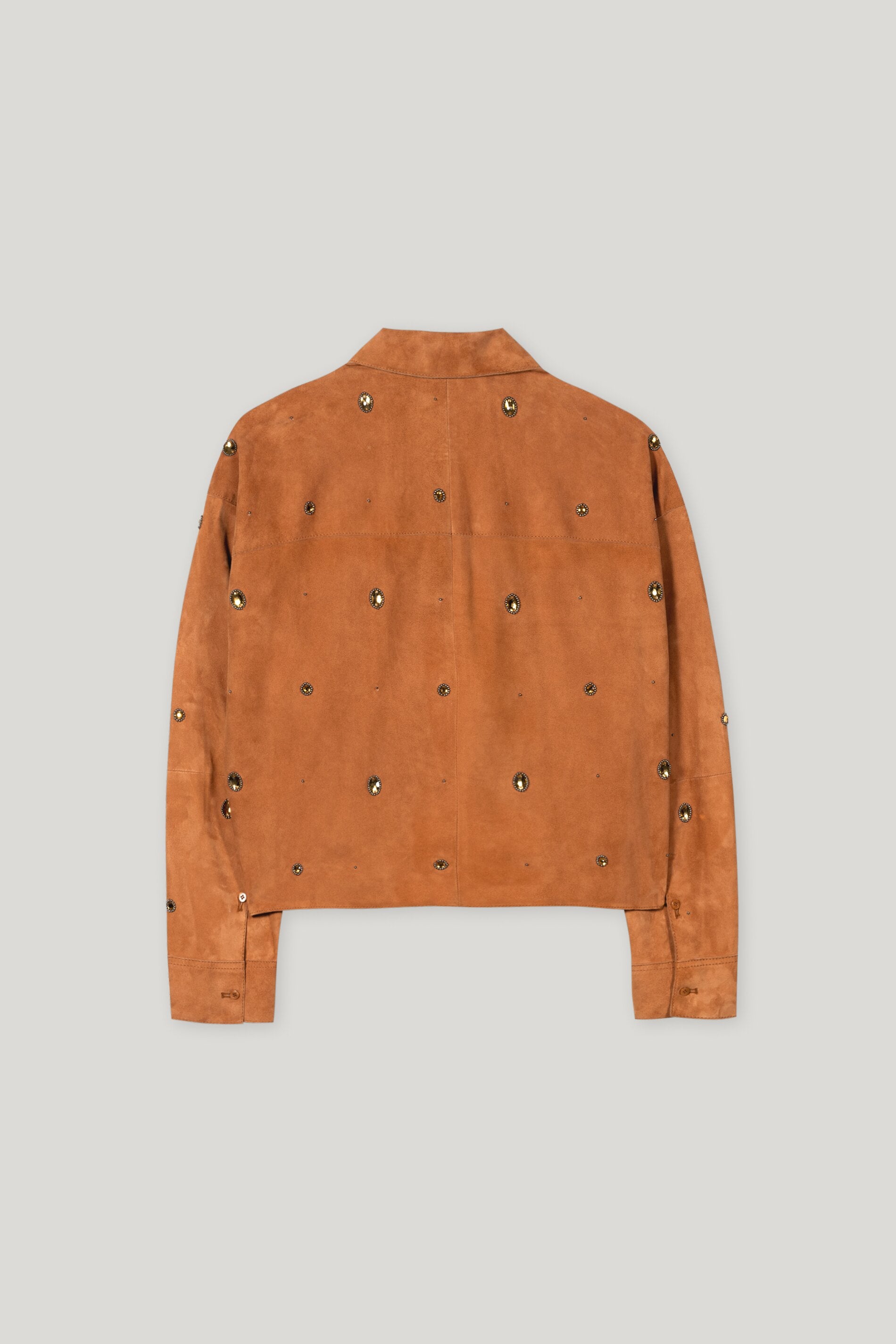 Veloursleder-Hemdjacke - cinnamon - mit Stickerei / Straß | Leger Rück
