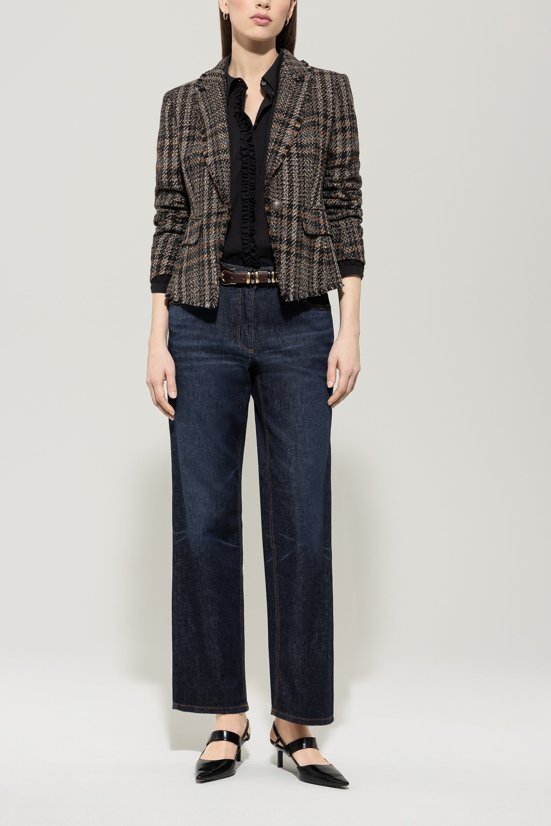 Karo-Ein-Knopf-Blazer - multi - Standard | Model Front