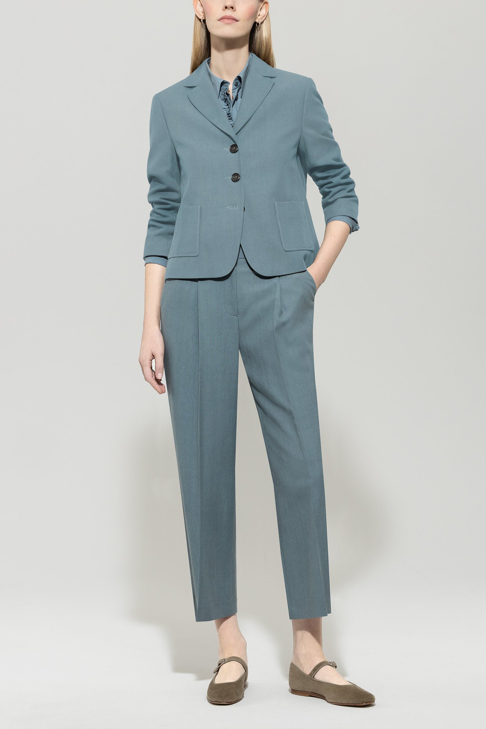 Blazer mit Panama-Bindung - greyish blue - Standard | Model Front