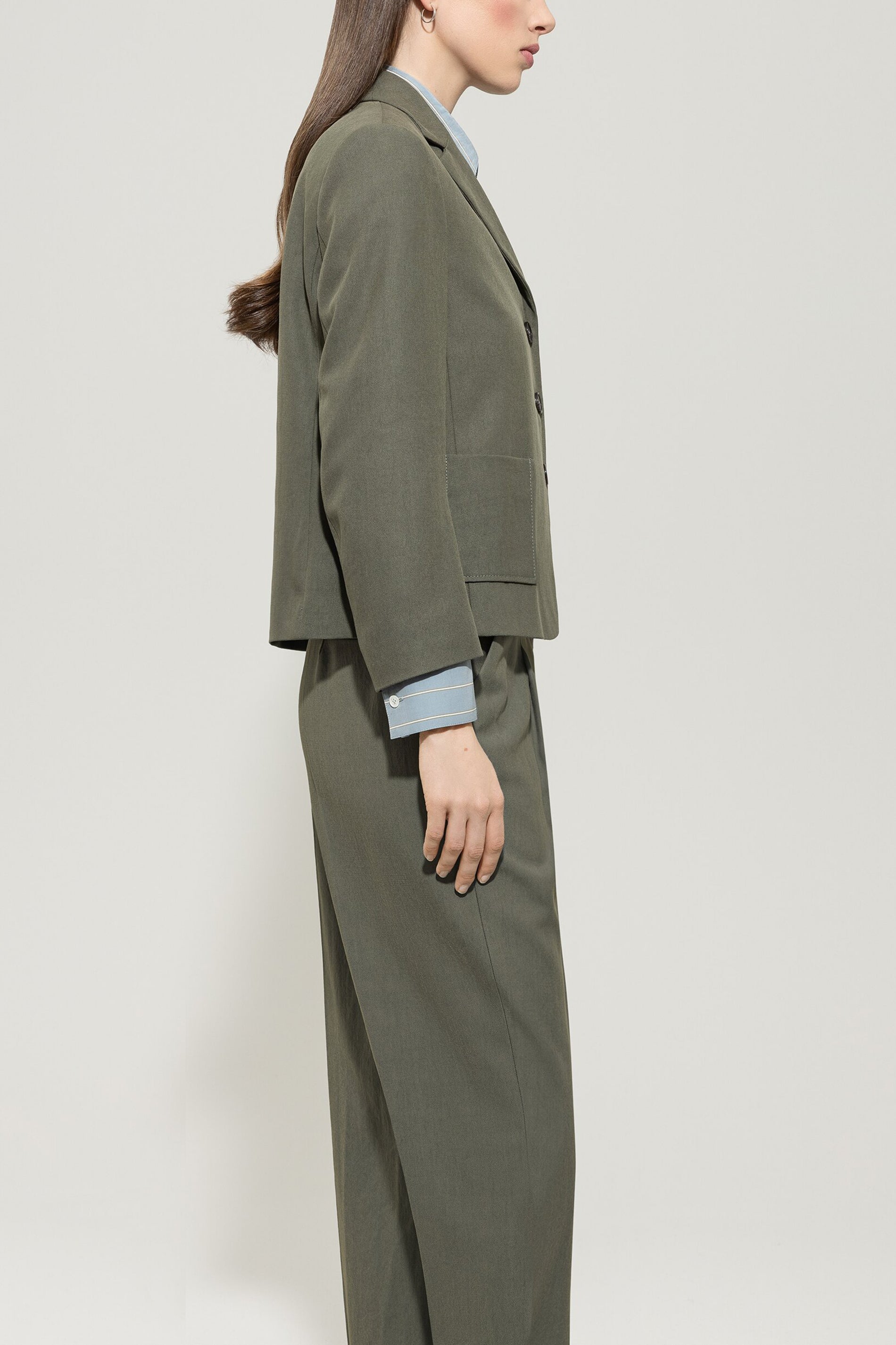 Blazer mit Panama-Bindung - cool khaki - Standard | Model Seite