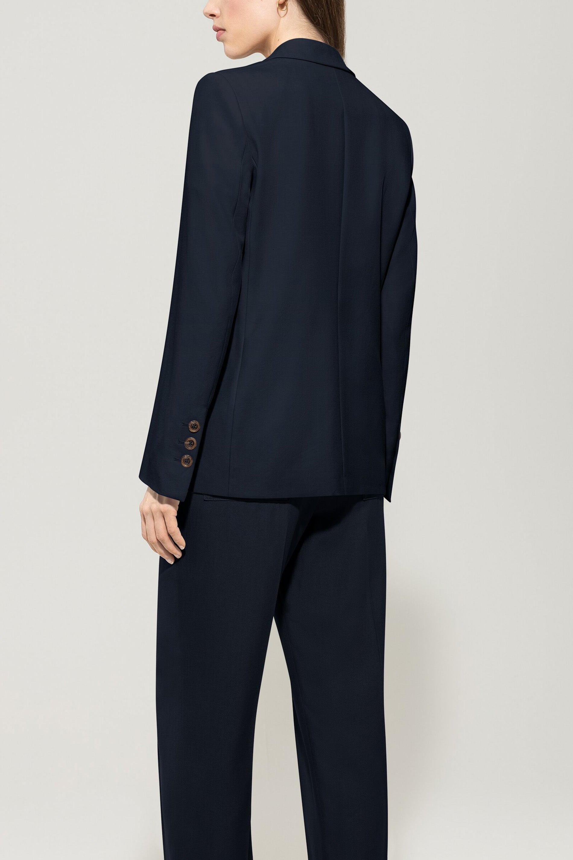 Gabardine-Ein-Knopf-Blazer - dark blue - Standard | Model Rück