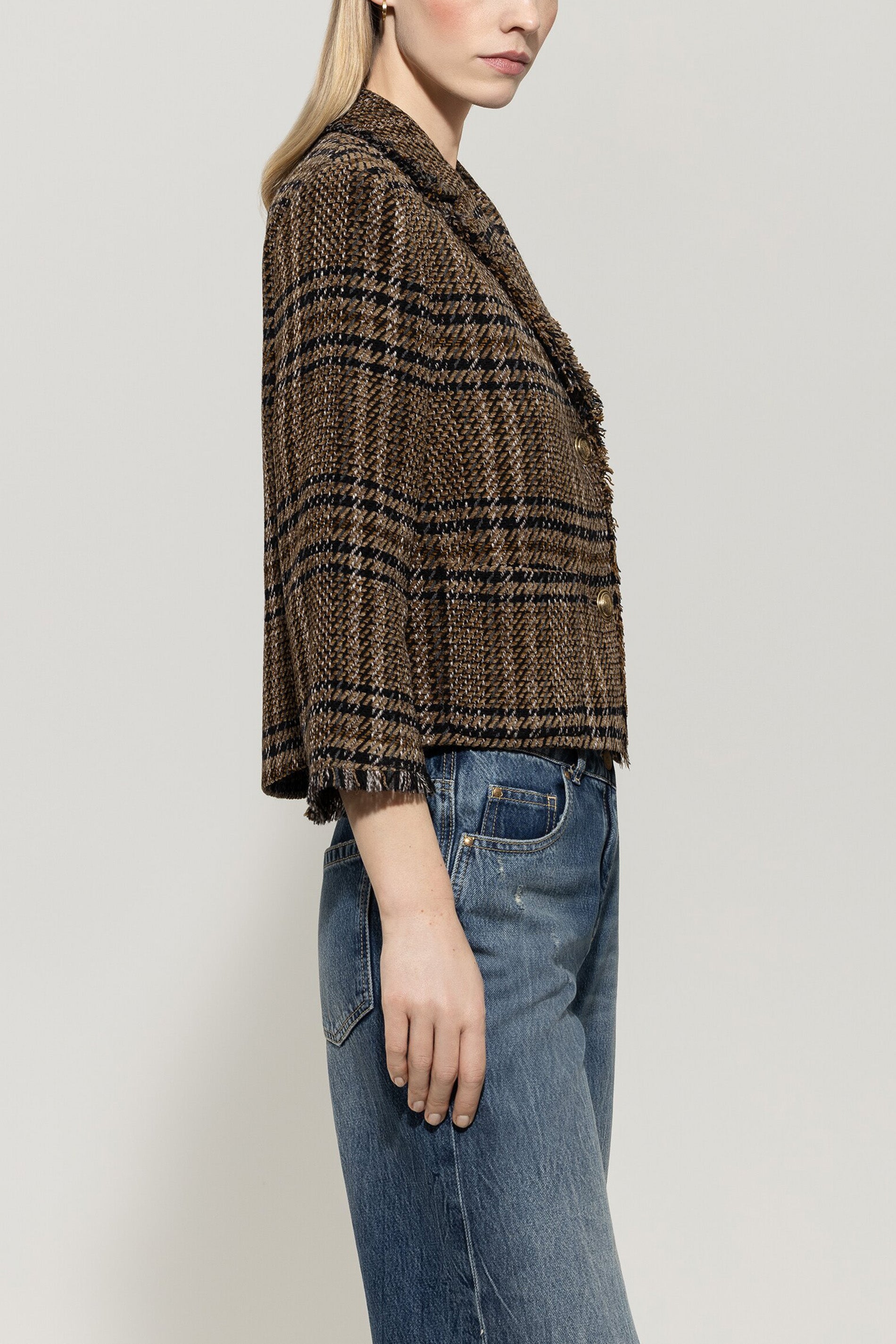 Karo-Blazerjacke - denim blue - Standard | Model Seite