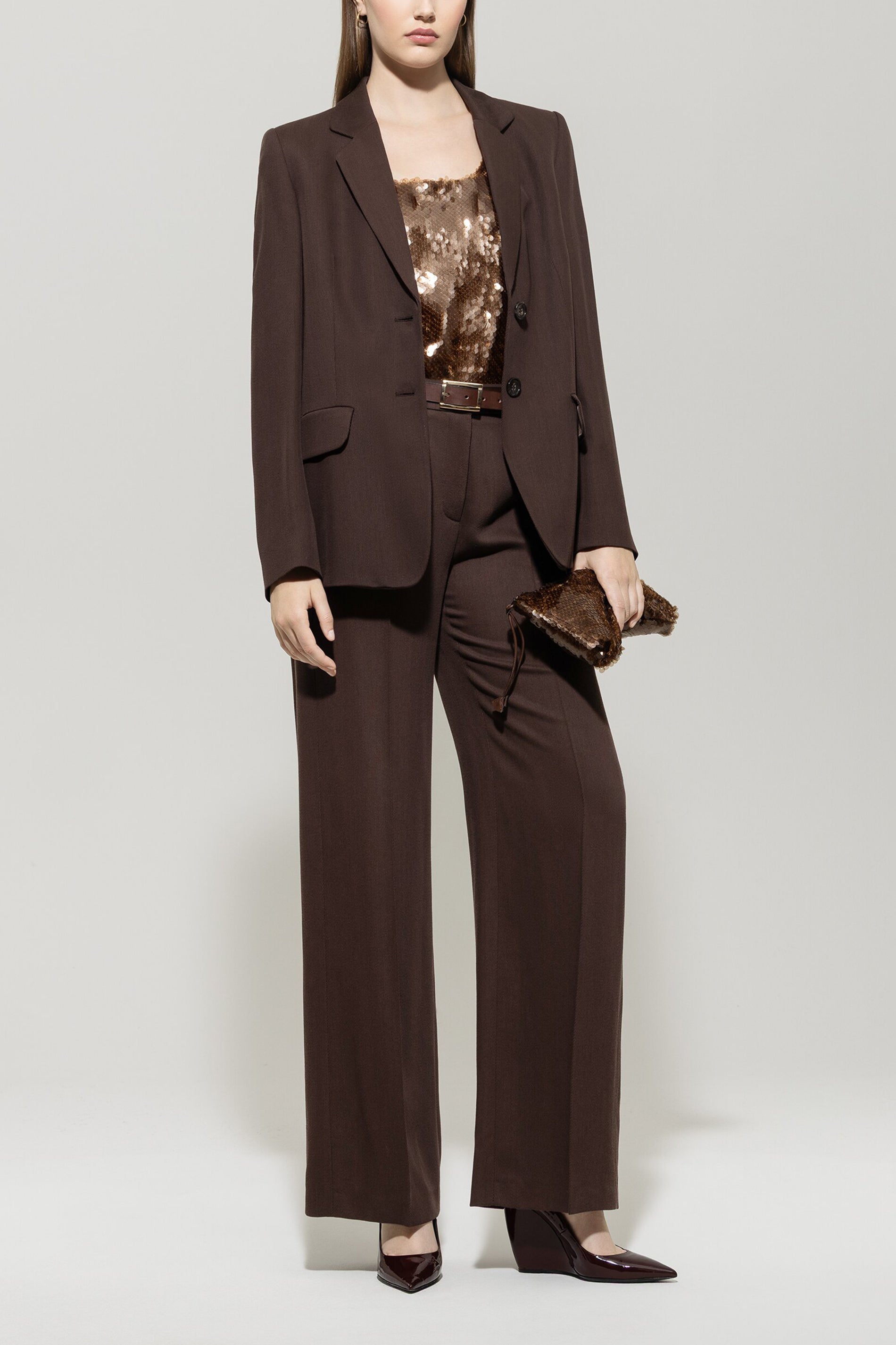 Gabardine-Blazer - espresso - Standard | Model Front