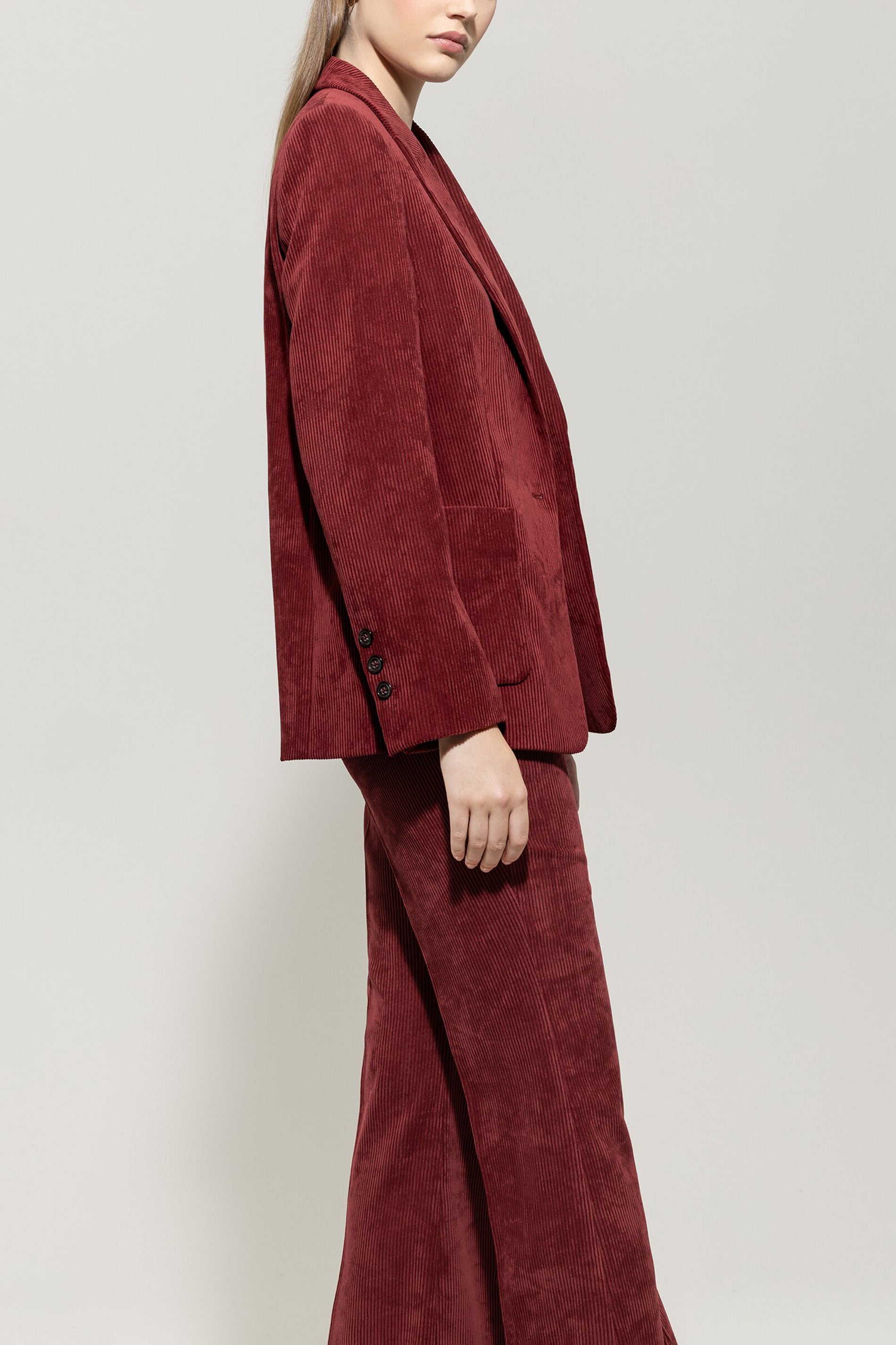 Cord-Ein-Knopf-Blazer - berry red - Standard | Model Seite