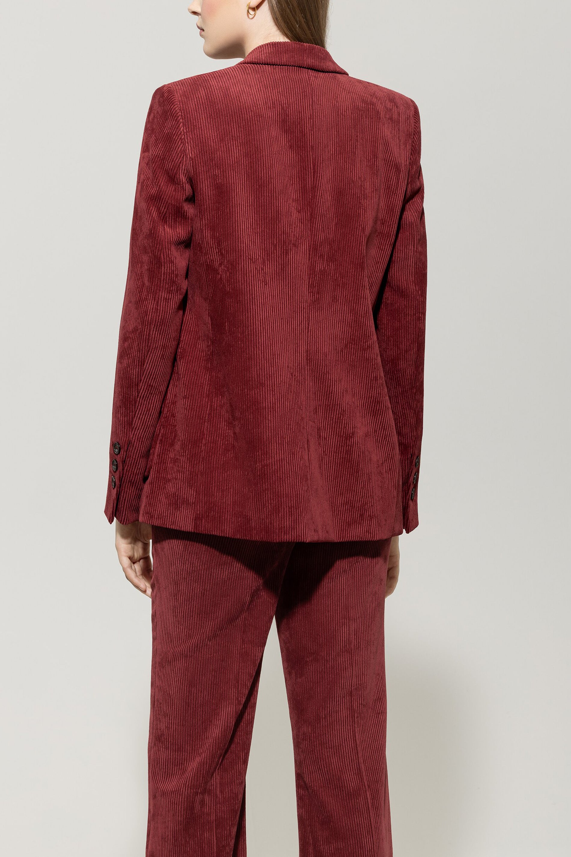 Cord-Ein-Knopf-Blazer - berry red - Standard | Model Rück