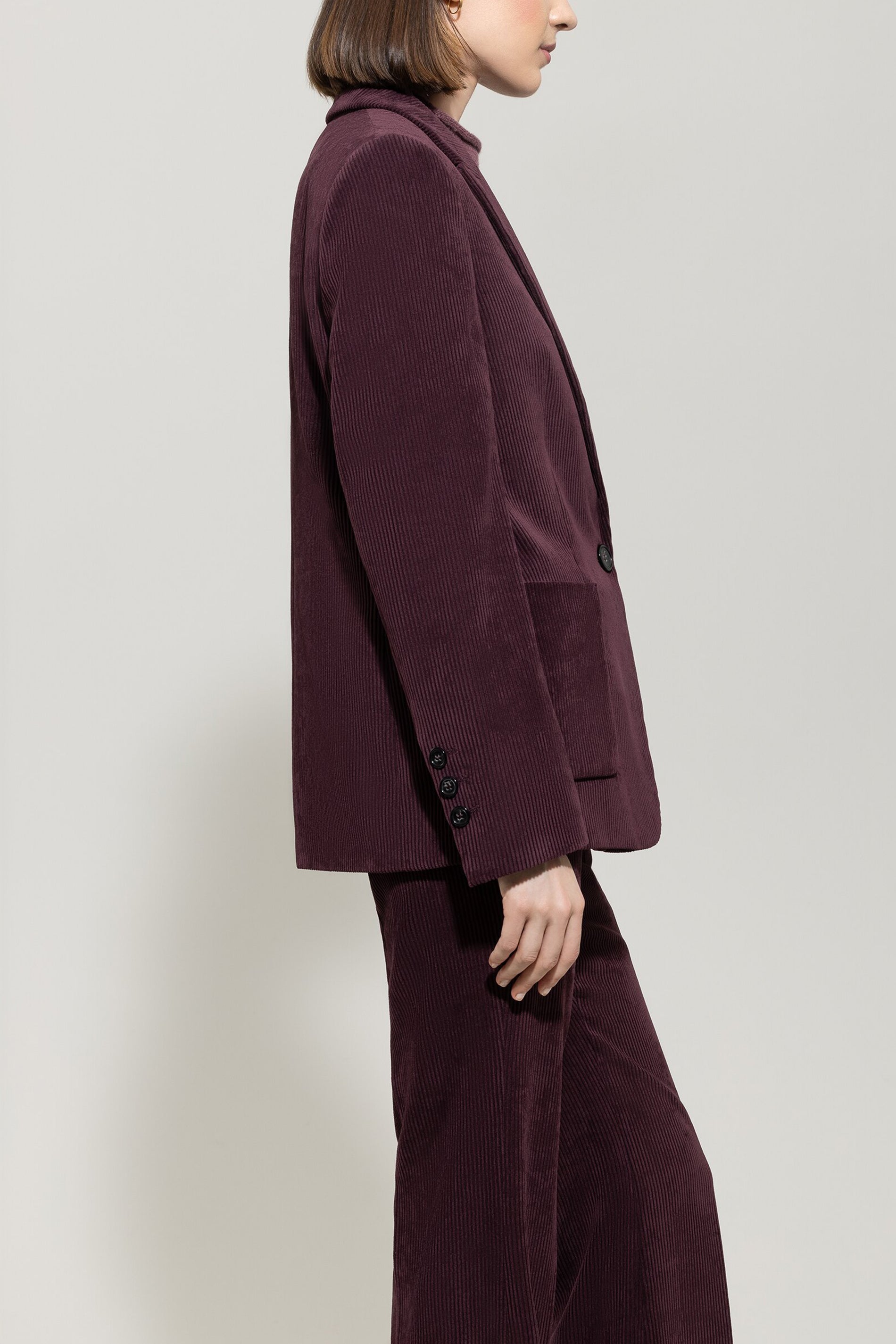 Cord-Ein-Knopf-Blazer - burgundy - Standard | Model Seite