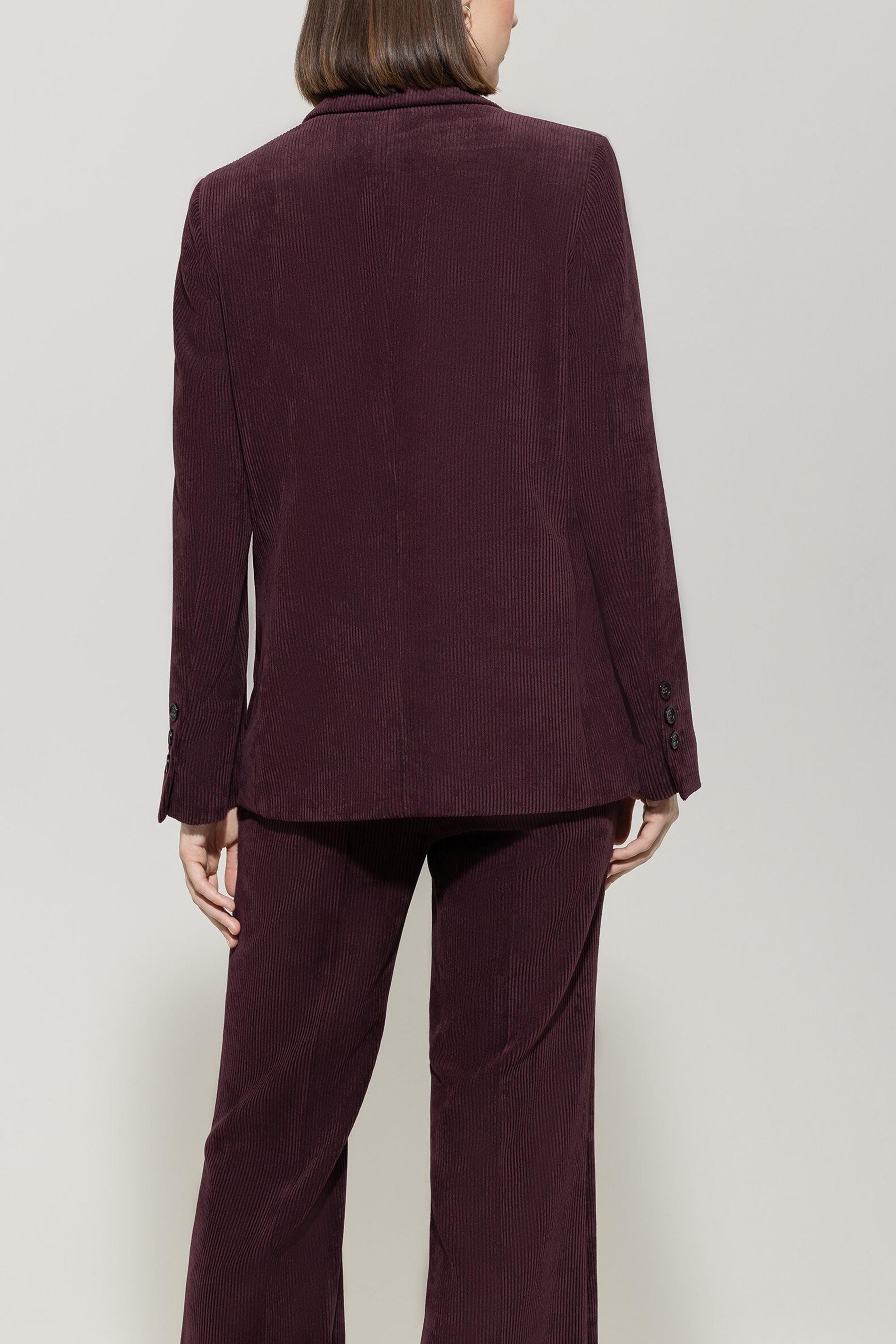 Cord-Ein-Knopf-Blazer - burgundy - Standard | Model Rück