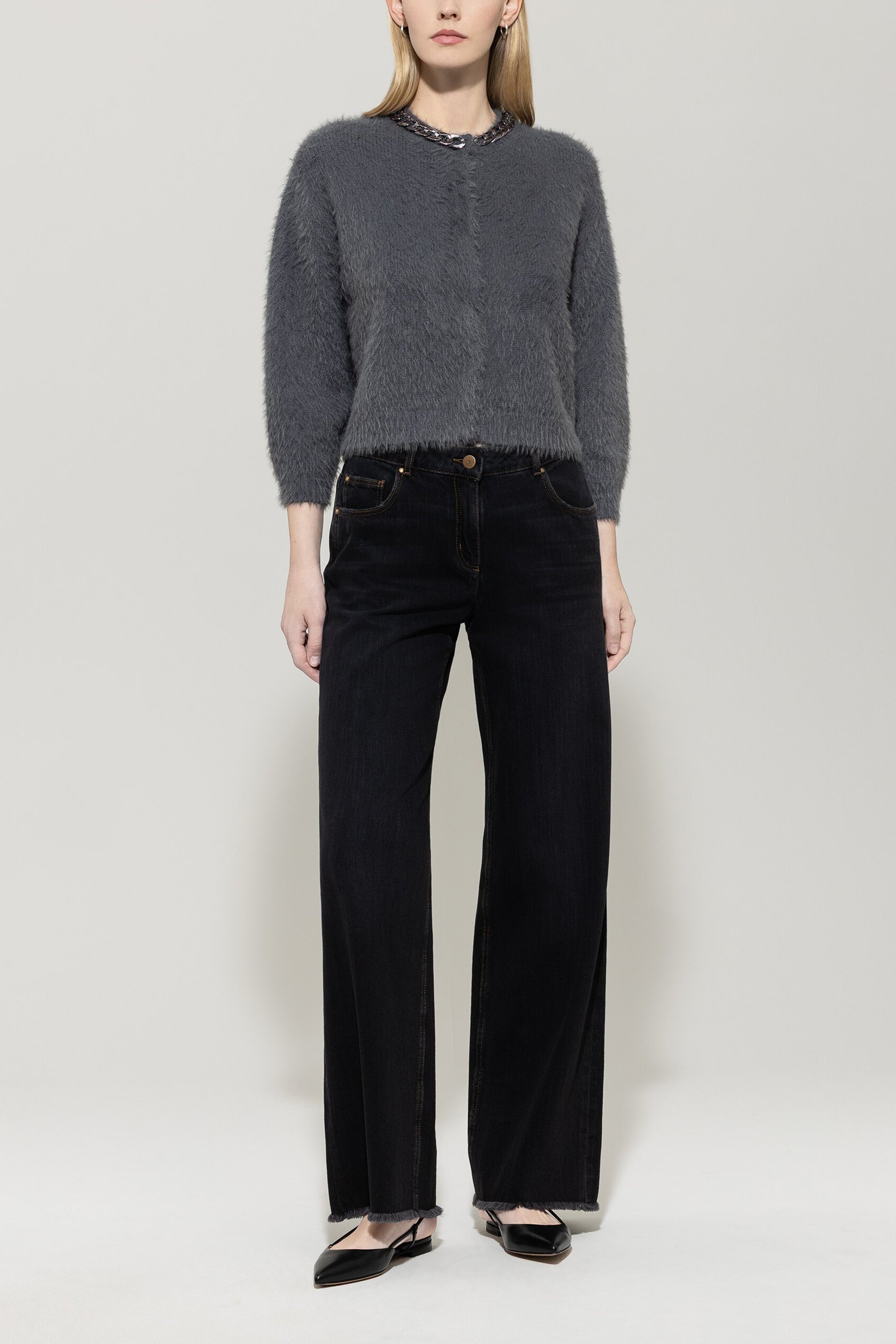 Cardigan mit Chunky-Chain - urban grey - Standard | Model Front