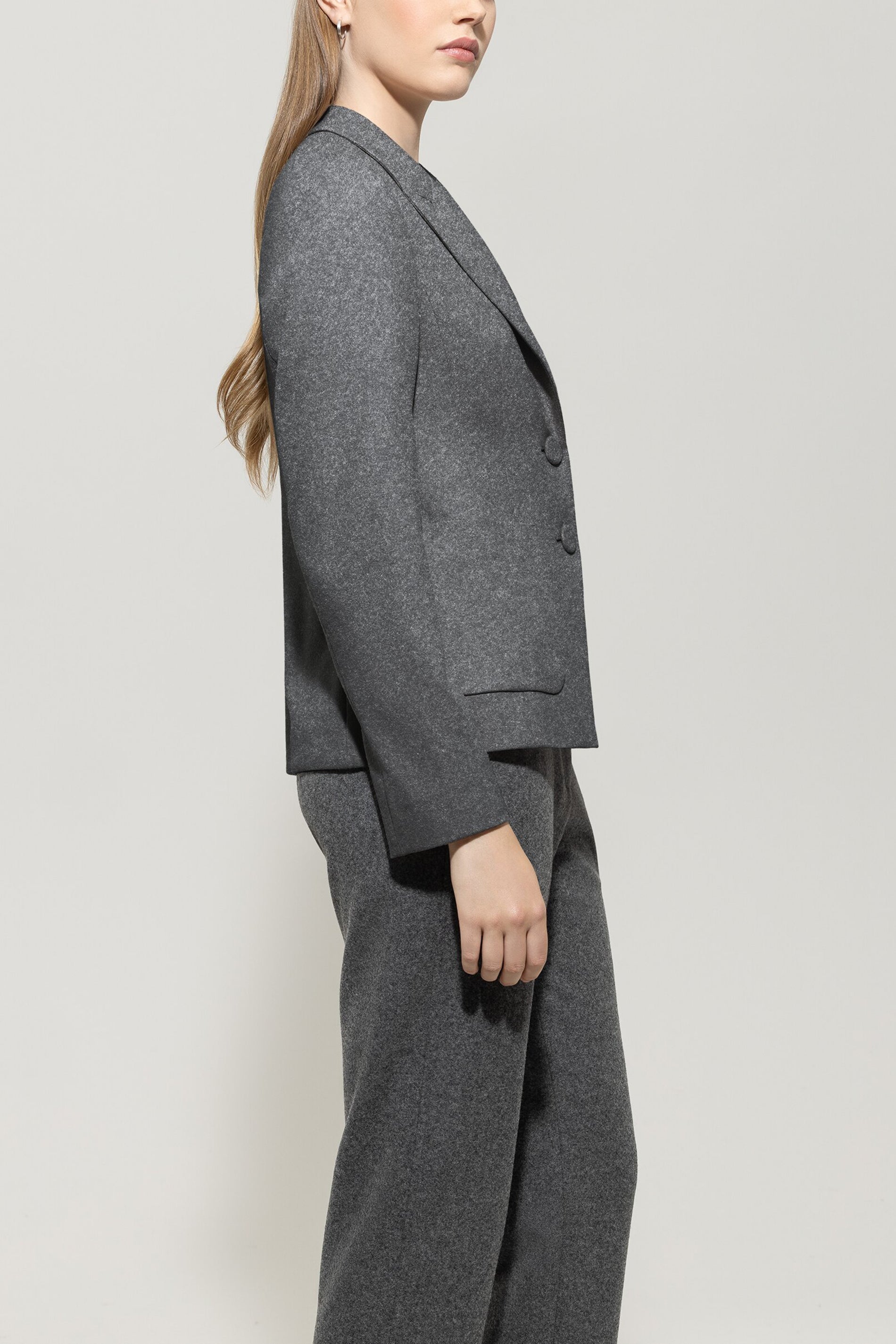 Flanell-Blazer - dark grey melange - Standard | Model Seite