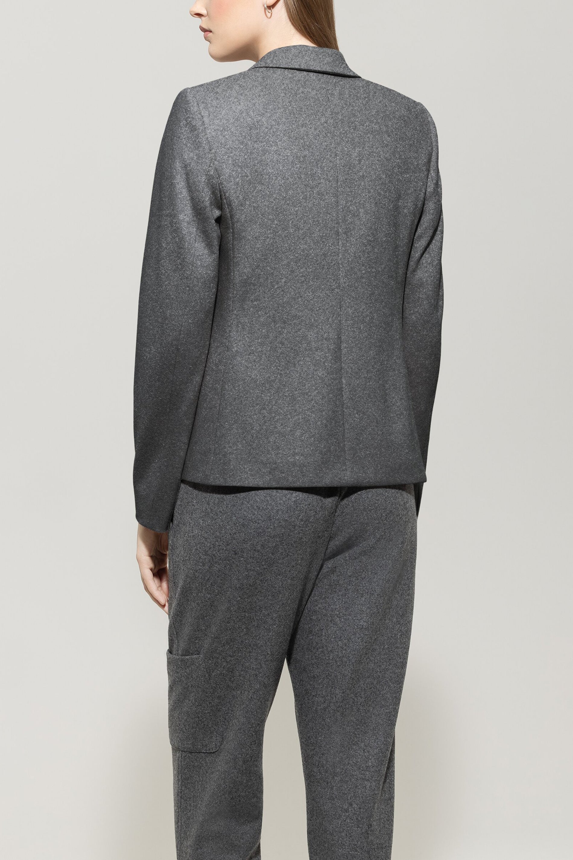 Flanell-Blazer - dark grey melange - Standard | Model Rück