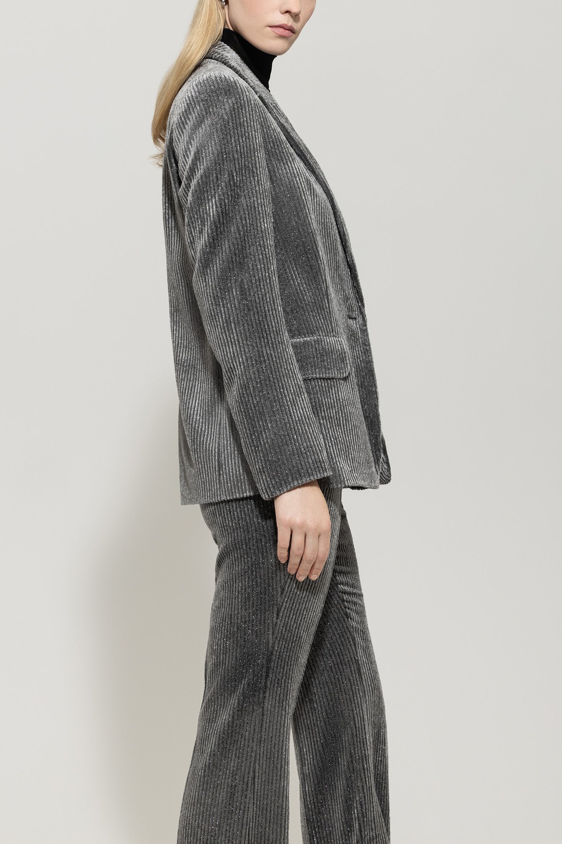Cord-Blazer mit Glitzerdetails - urban grey - Standard | Model Seite
