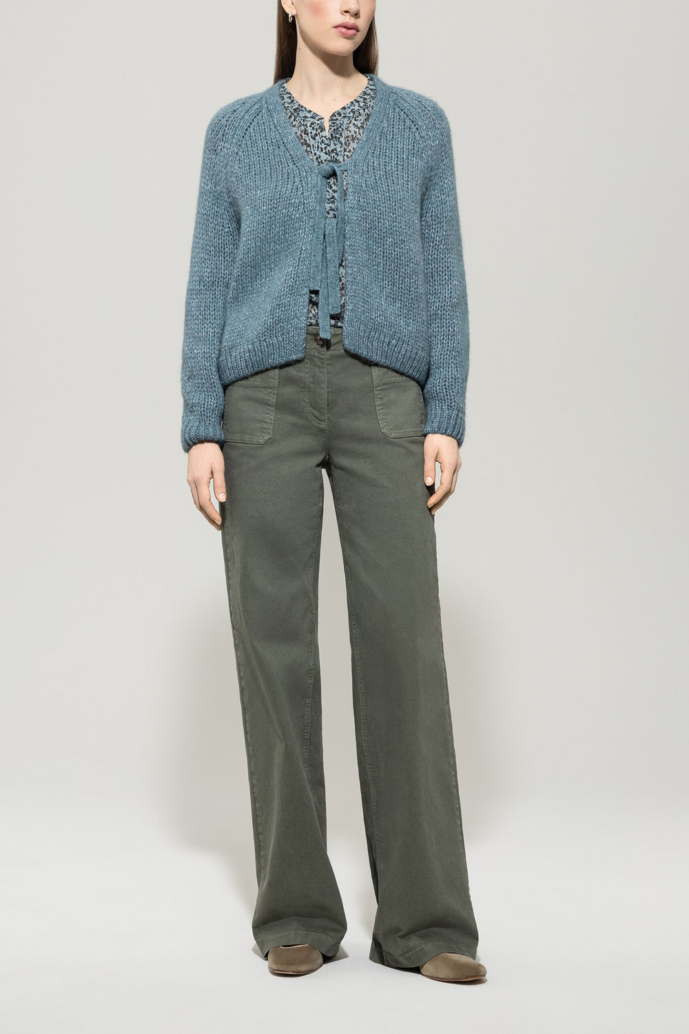 Cardigan mit Schleifendetails - greyish blue - Standard