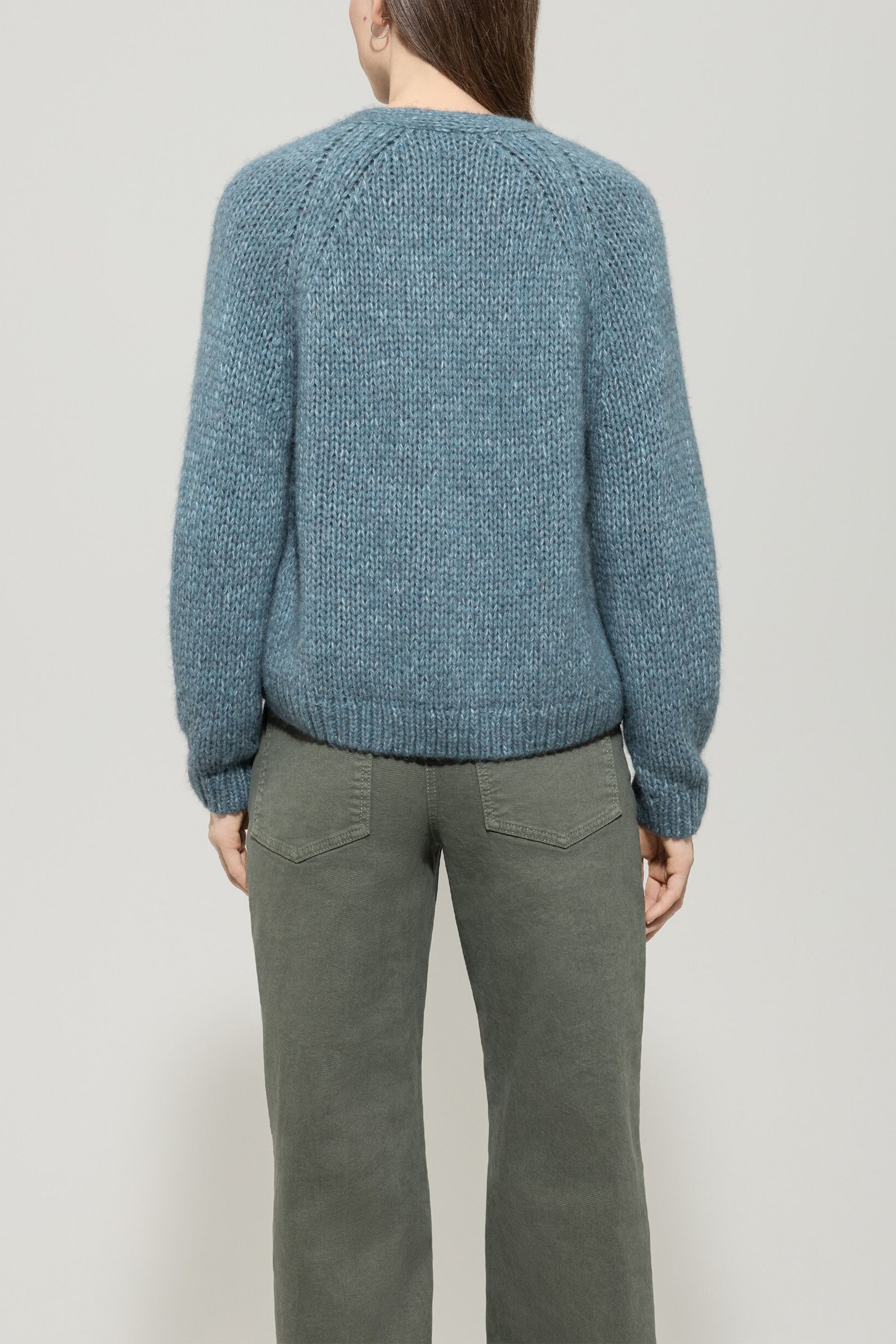 Cardigan mit Schleifendetails - greyish blue - Standard | Model Rück