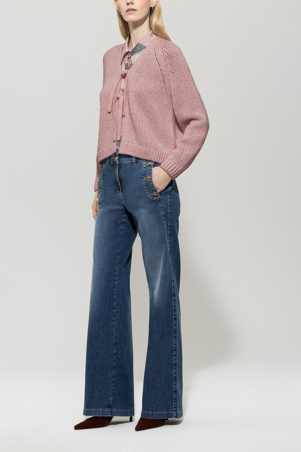 Cardigan mit Schleifendetails - rosewood - Standard