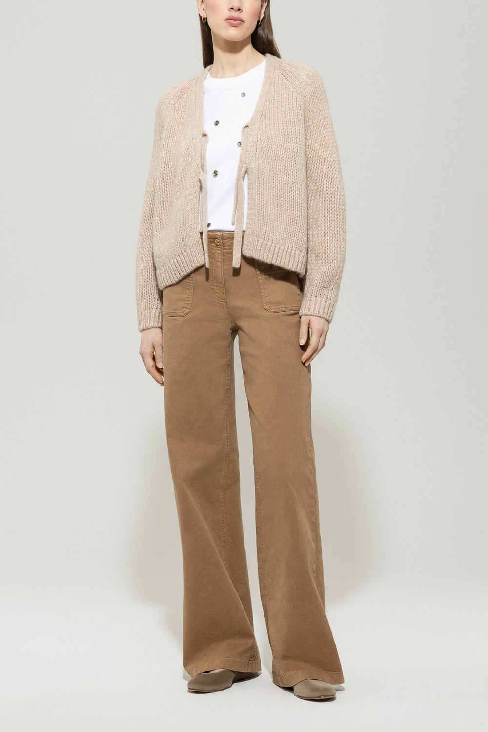 Cardigan mit Schleifendetails - biscuit - Standard