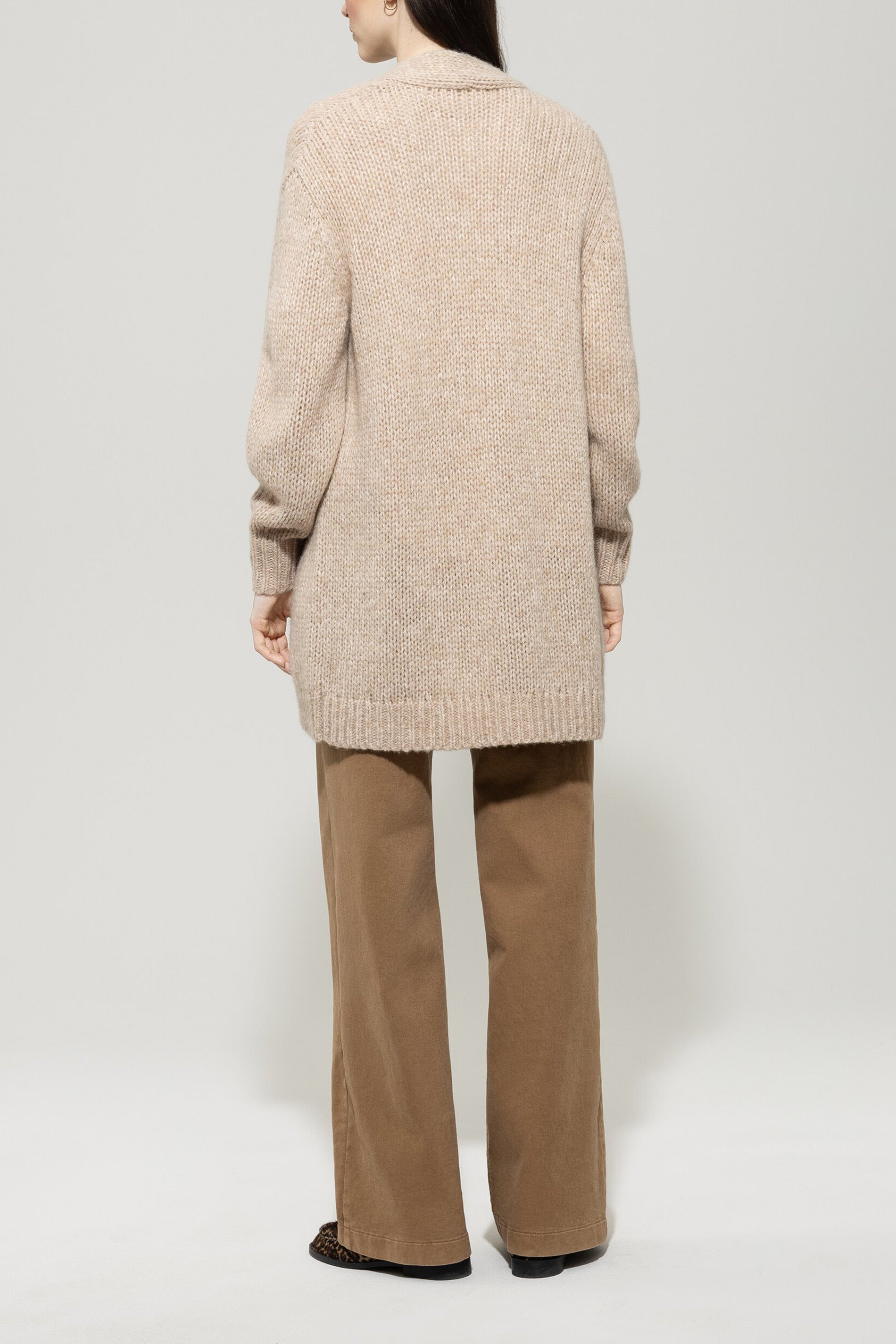 Long-Cardigan mit Open-Front - biscuit - Standard | Model Rück
