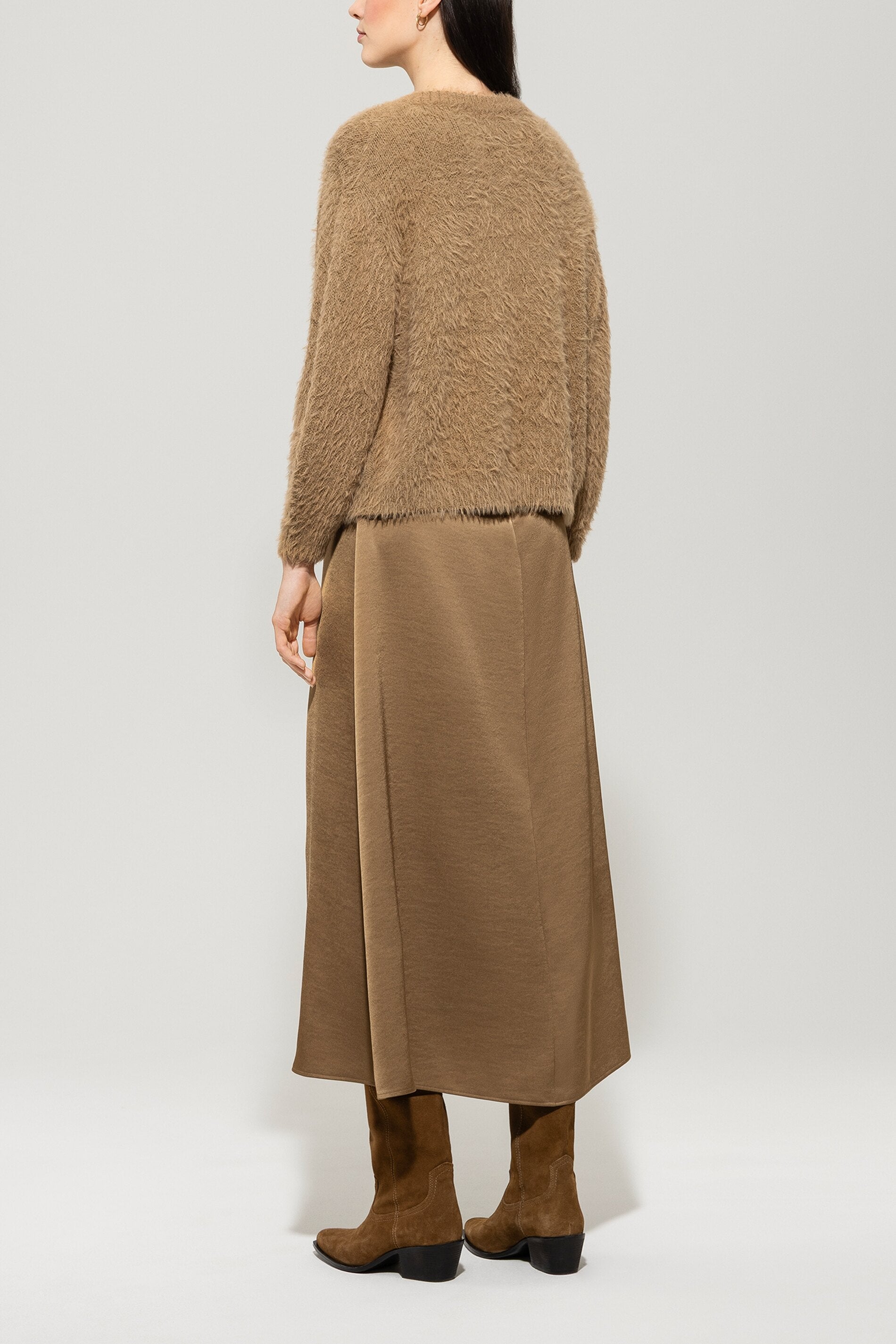 Cardigan mit Bindebanddetail - hanf - Standard | Model Rück