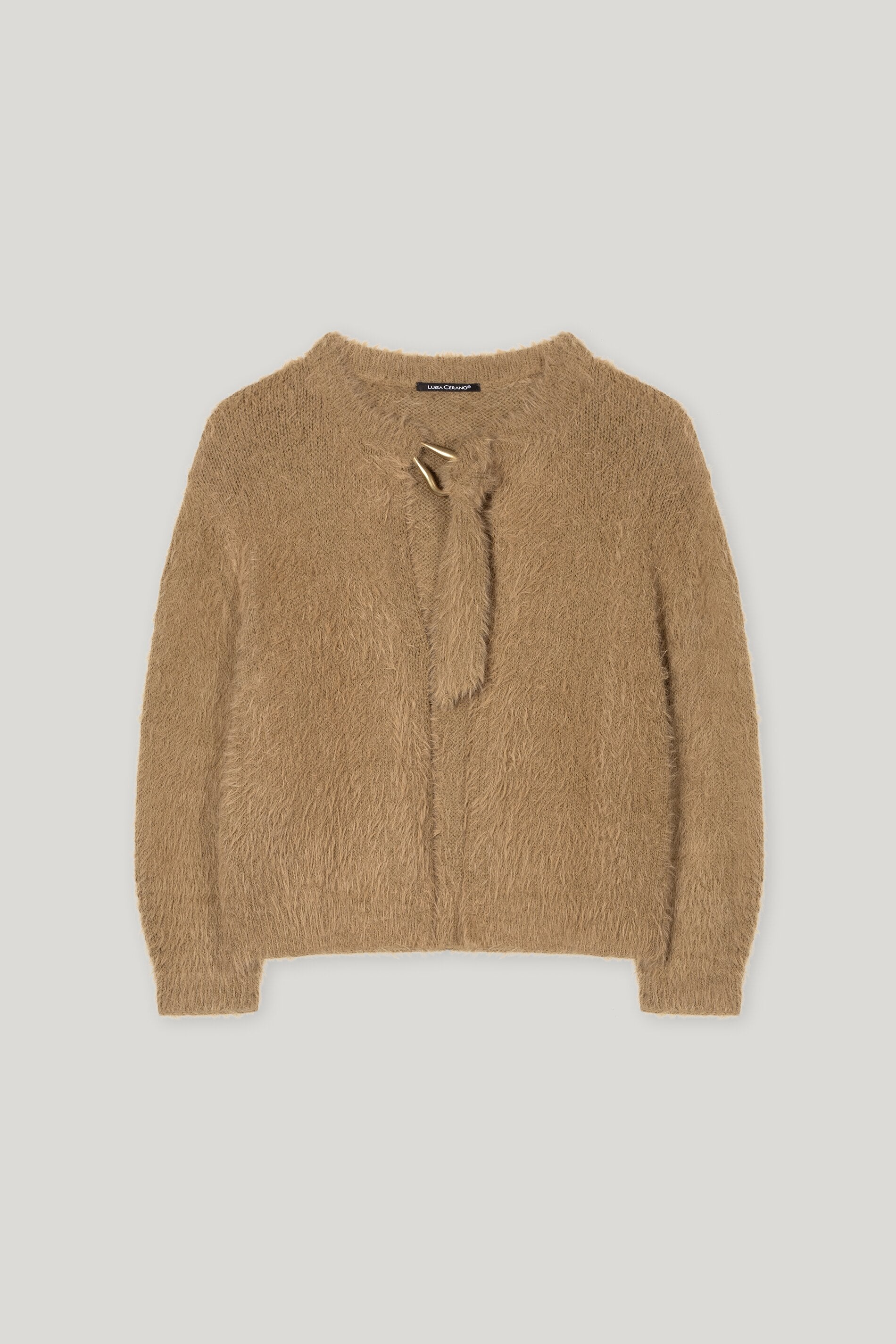 Cardigan mit Bindebanddetail - hanf - Standard | Artikel Front