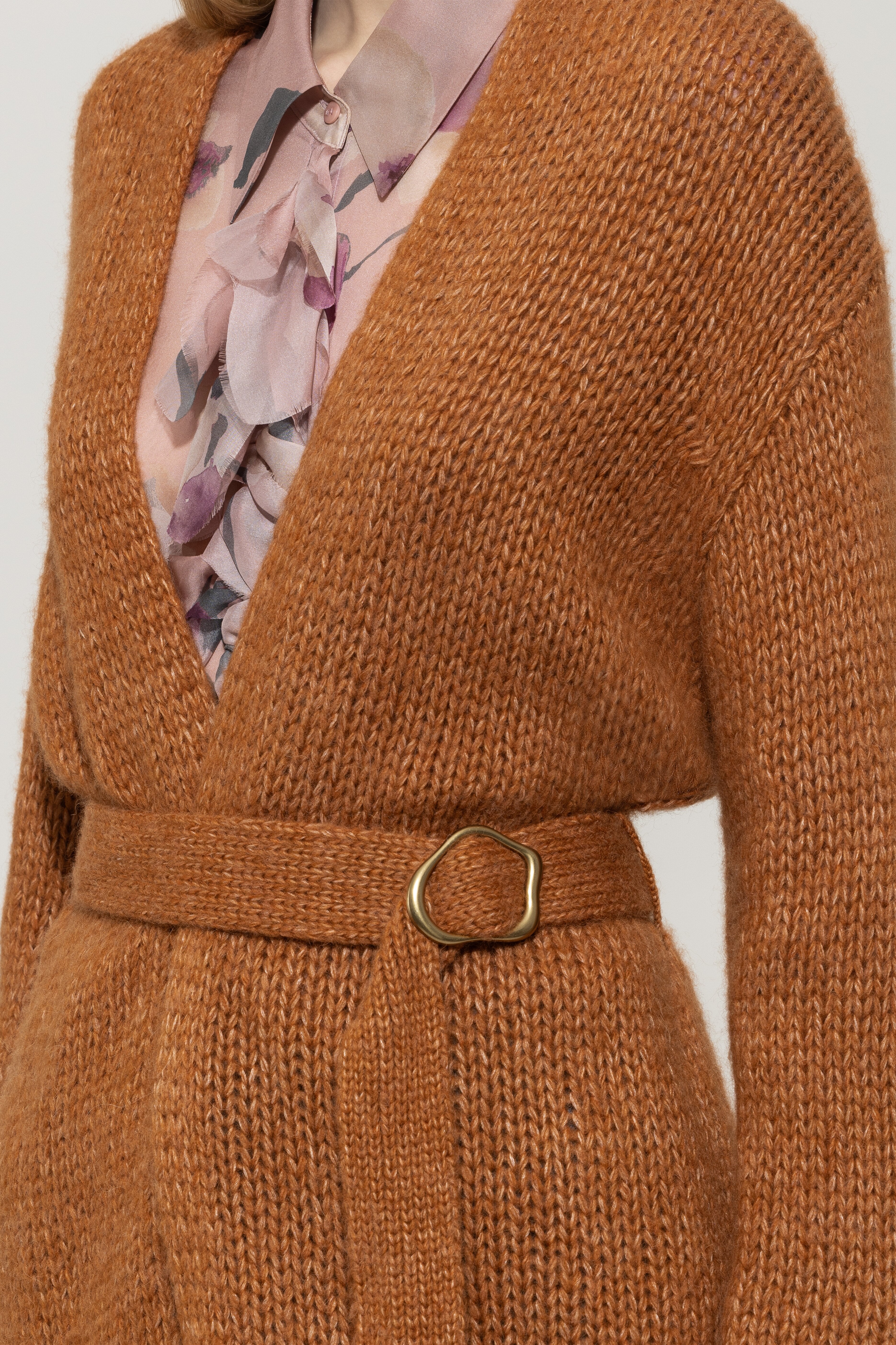 Long-Mantel mit Bindegürtel - cinnamon - Standard | Model Detail