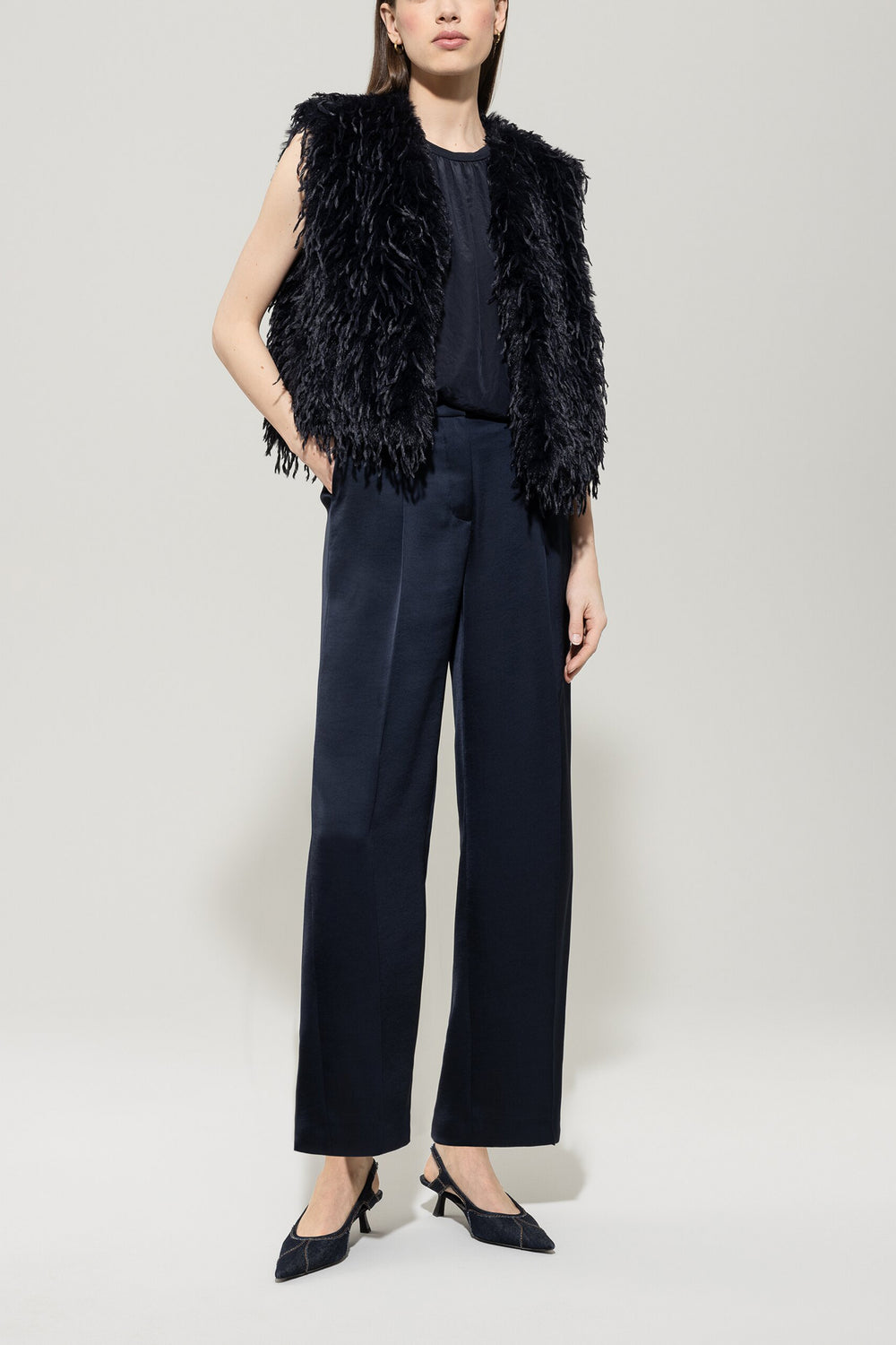 Gilet à l'aspect plume - bleu foncé - standard