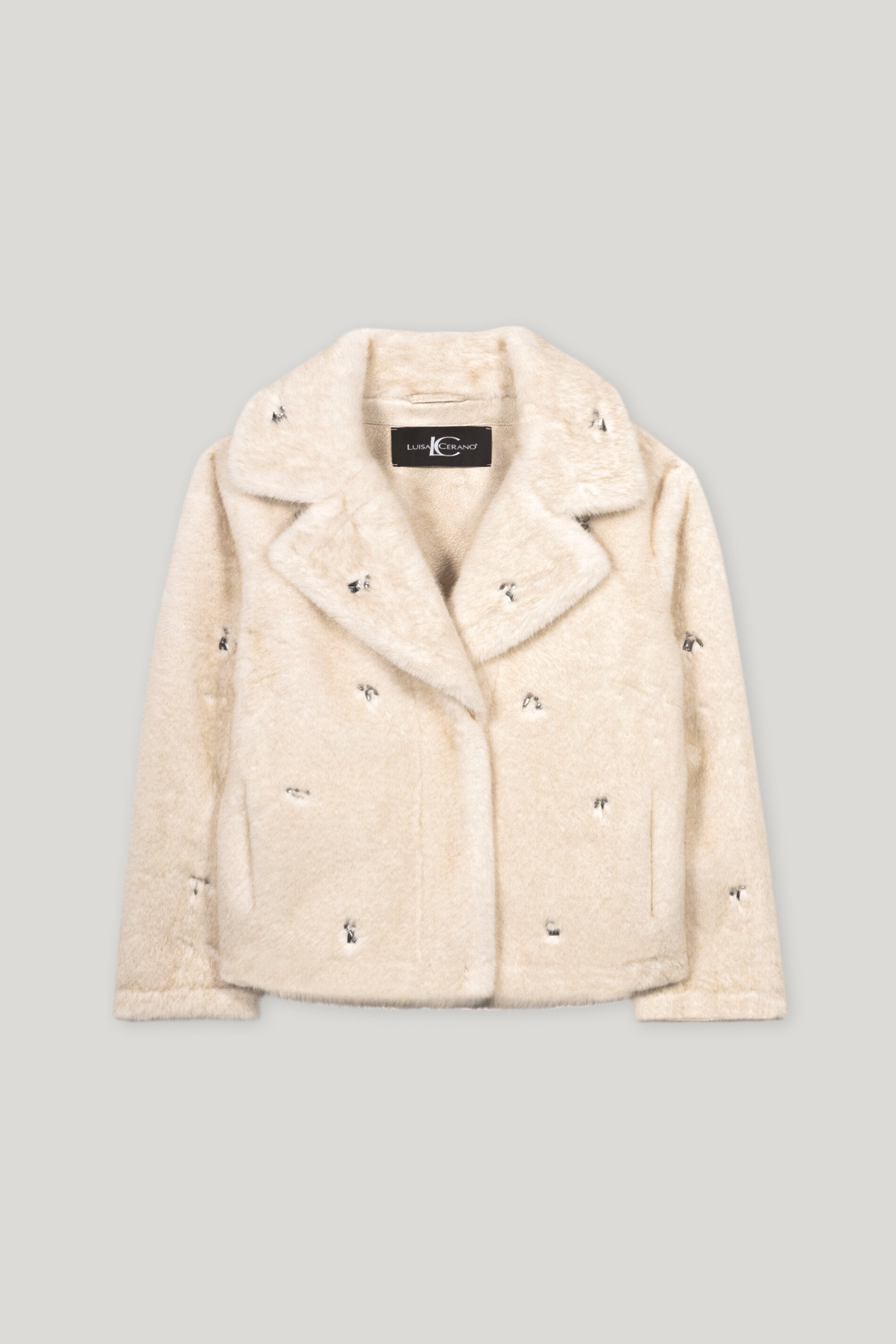 Jacke in Fell-Optik - cream - mit Applikation | Artikel Front