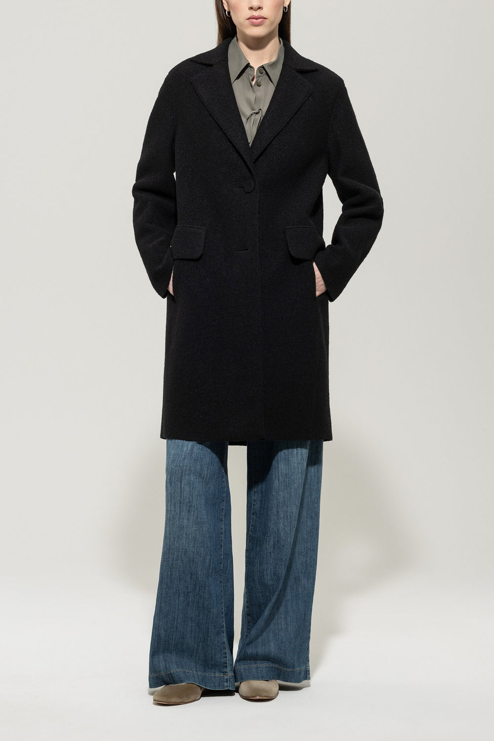 Woll-Blazermantel - deep black - Standard