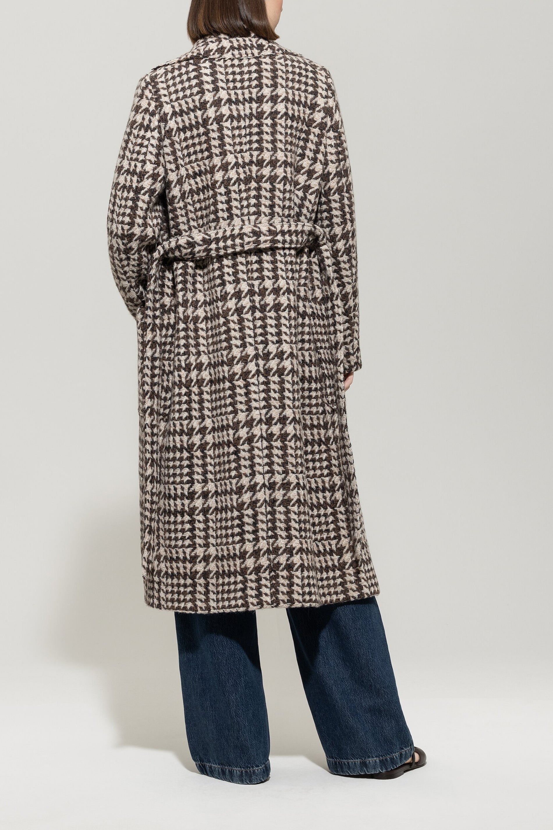 Glencheck-Mantel mit Gürtel - multi - Standard | Model Rück