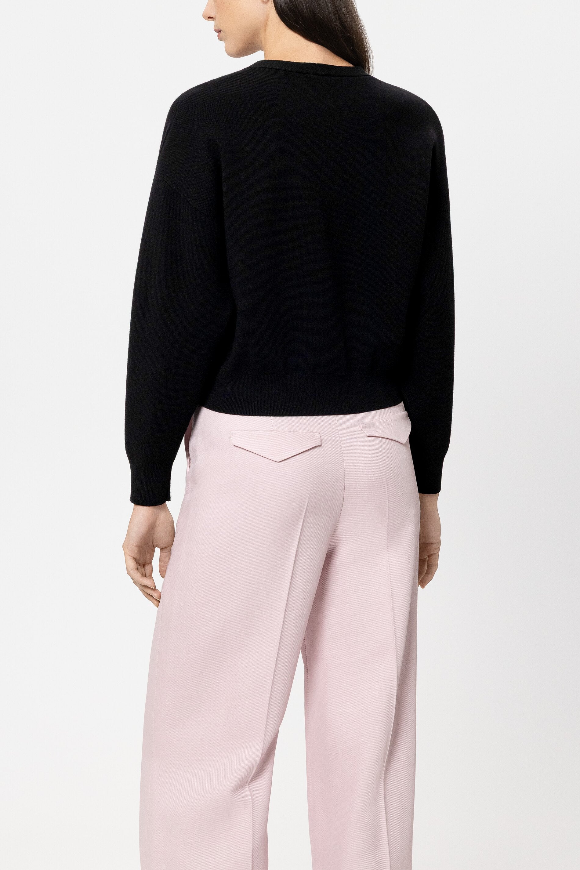 Feinstrick-Cardigan - pure black - Standard | Model Rück