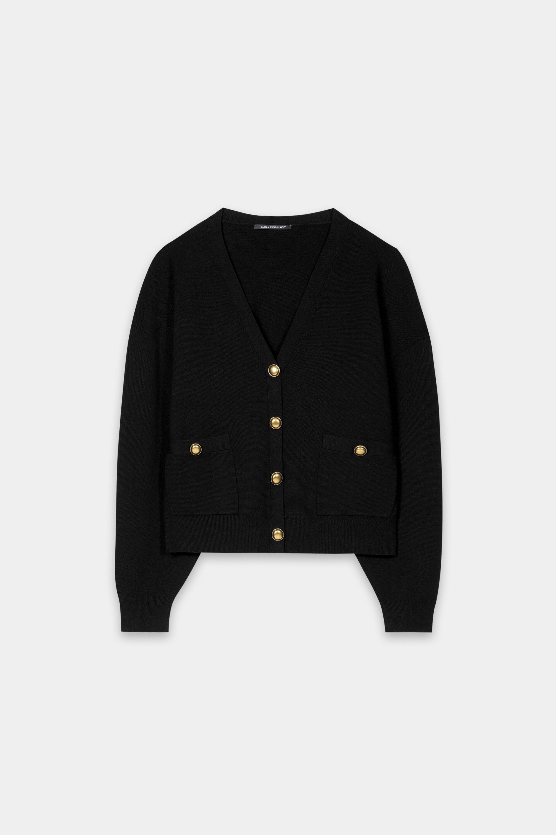 Feinstrick-Cardigan - pure black - Standard | Artikel Front