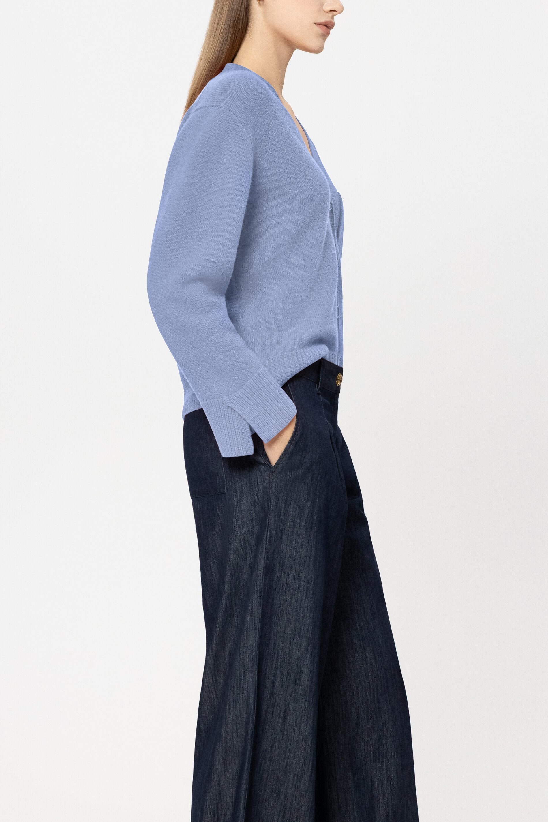 Cardigan aus Kaschmir-Mix - casual blue - Standard | Model Seite