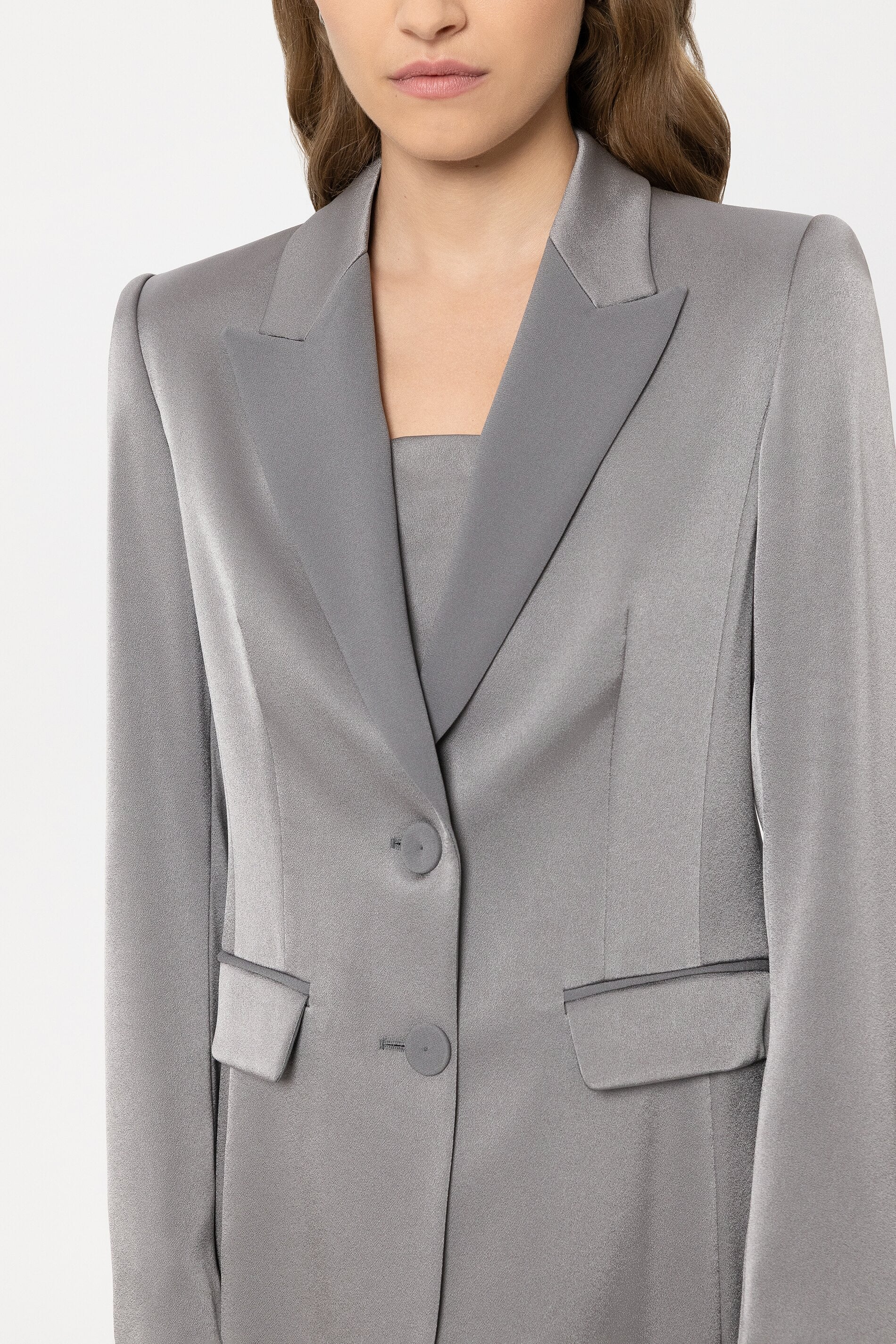 Smoking-Blazer in Satin-Optik - platin - Standard | Model Detail