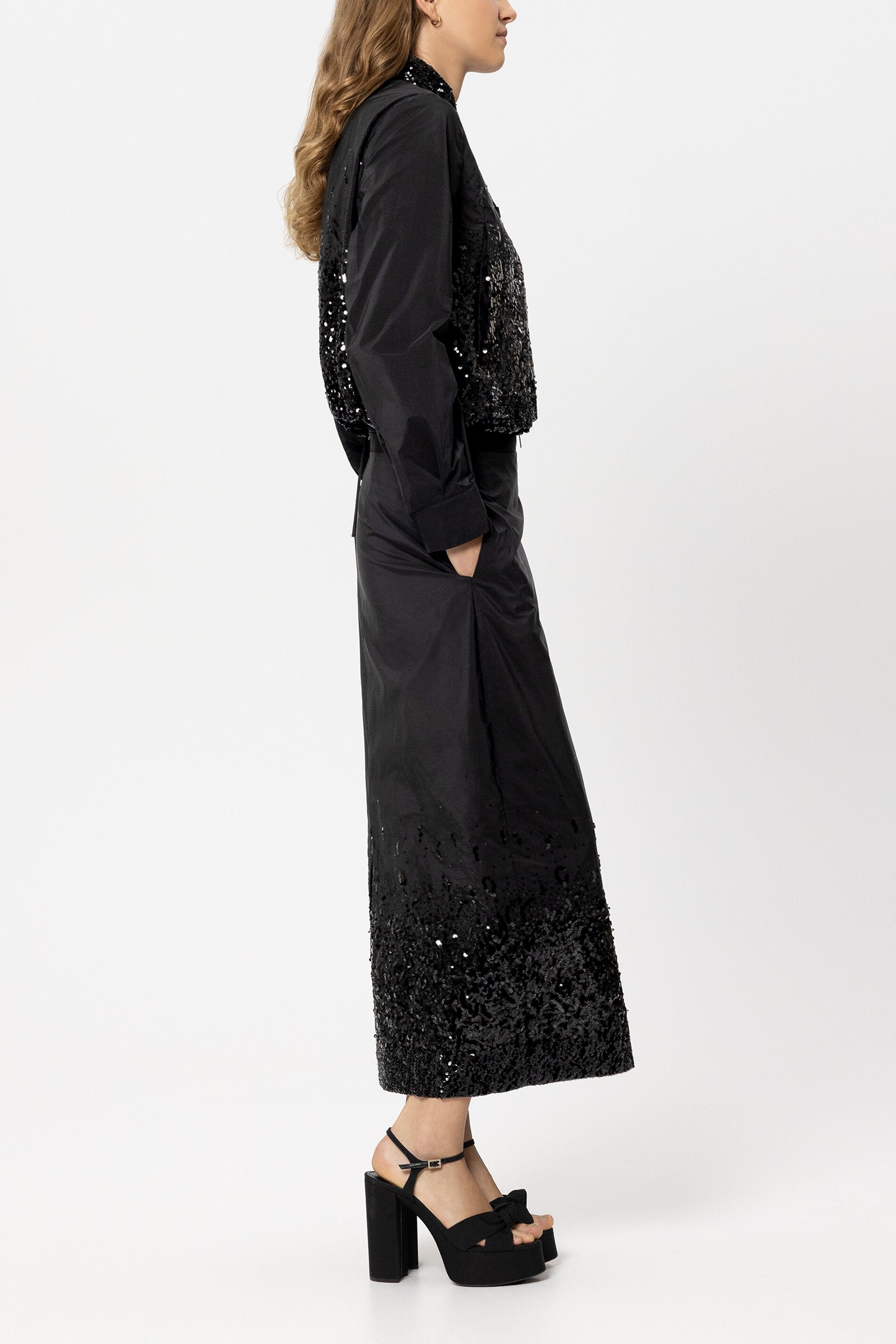 Pailletten-Taft-Blouson - black - Standard | Model Seite