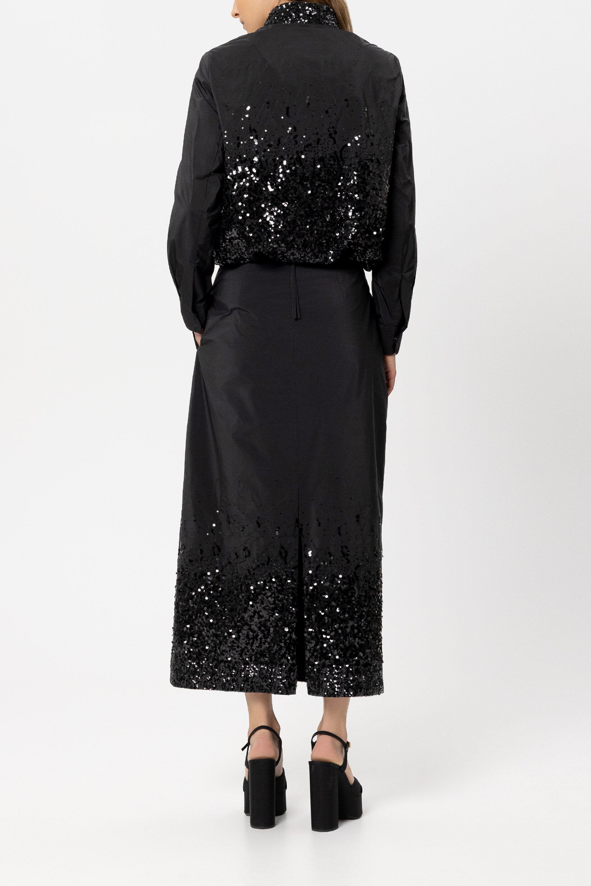 Pailletten-Taft-Blouson - black - Standard | Model Rück