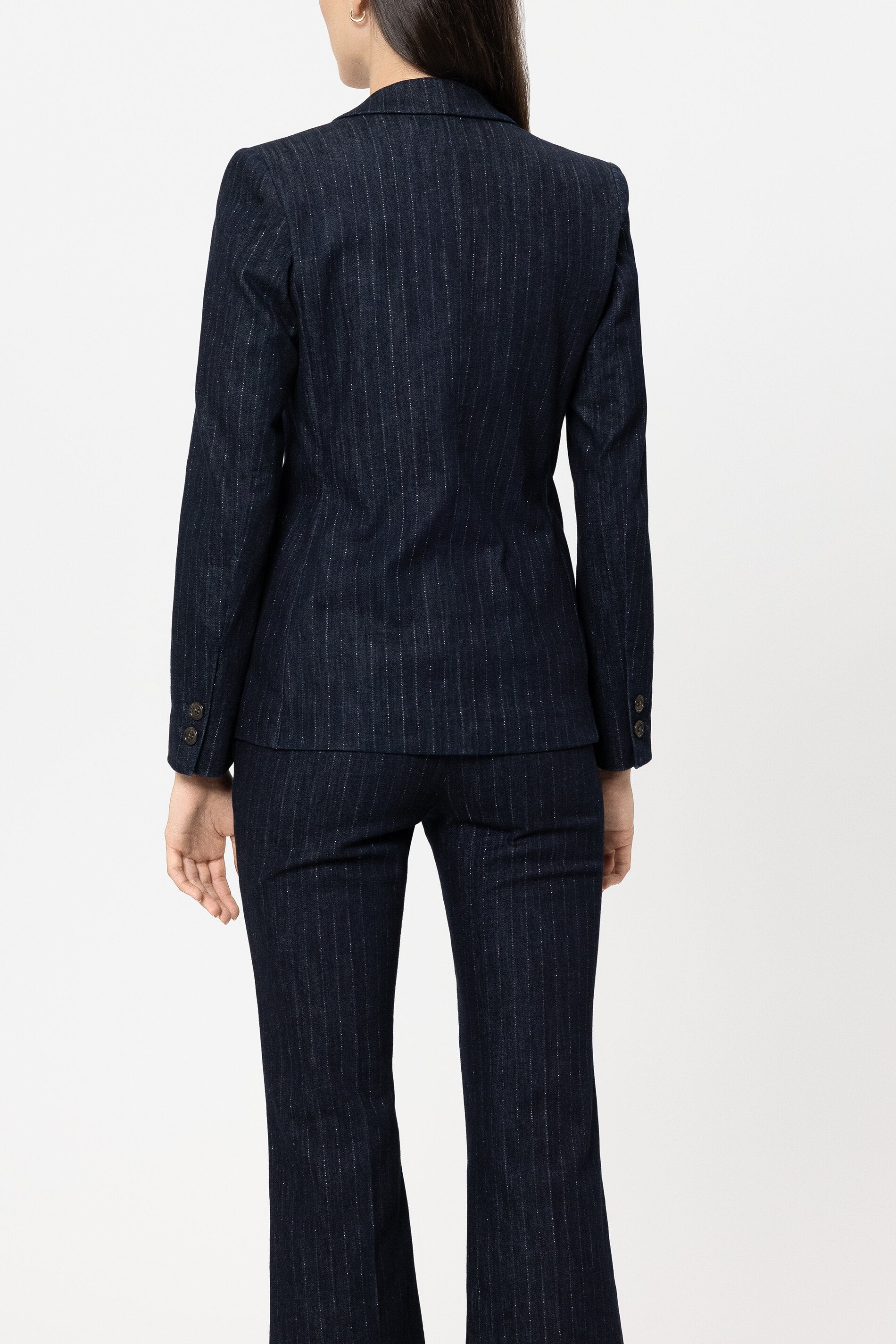 Pinstripe-Denim-Blazer - denim blue - Standard | Model Rück
