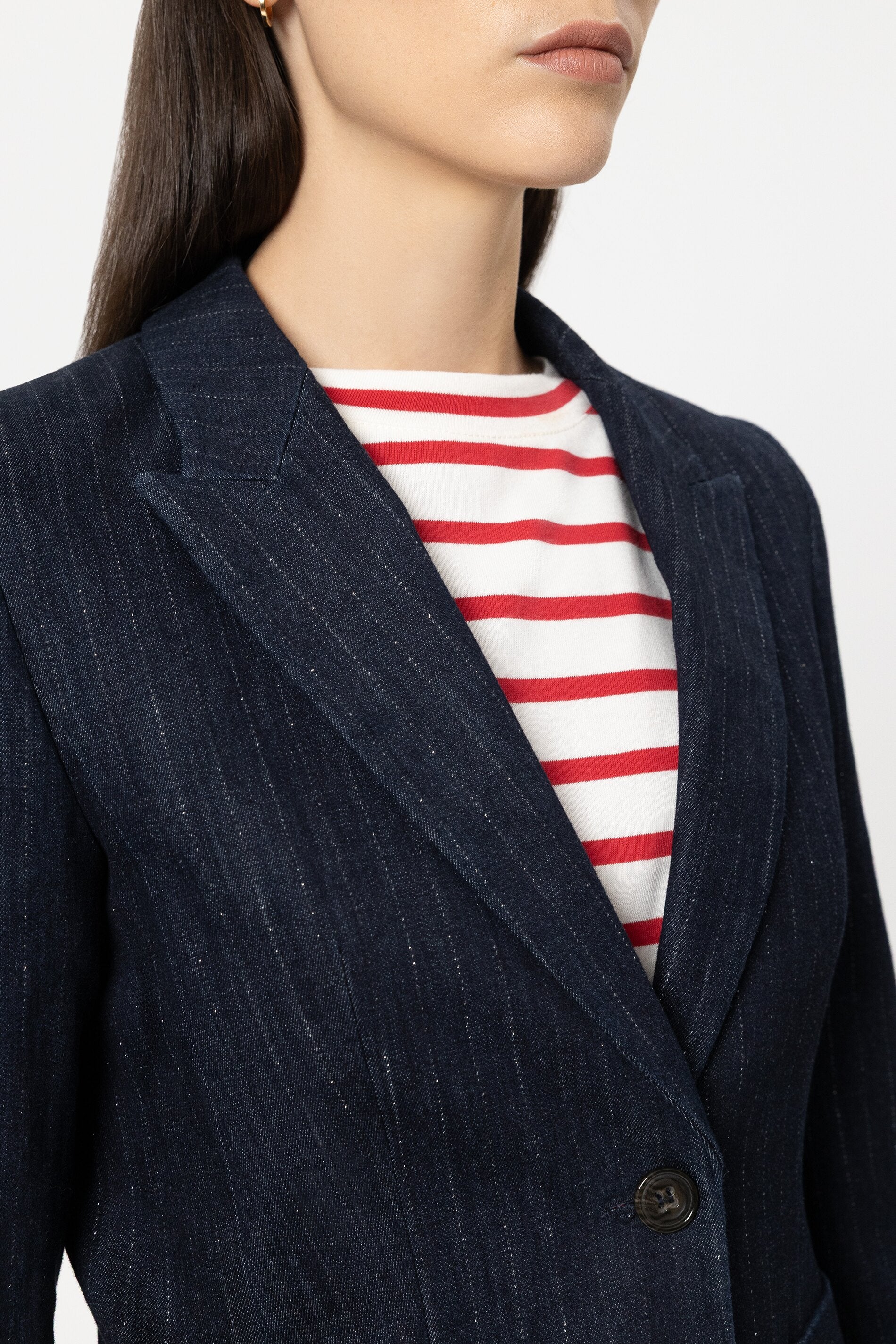 Pinstripe-Denim-Blazer - denim blue - Standard | Model Detail