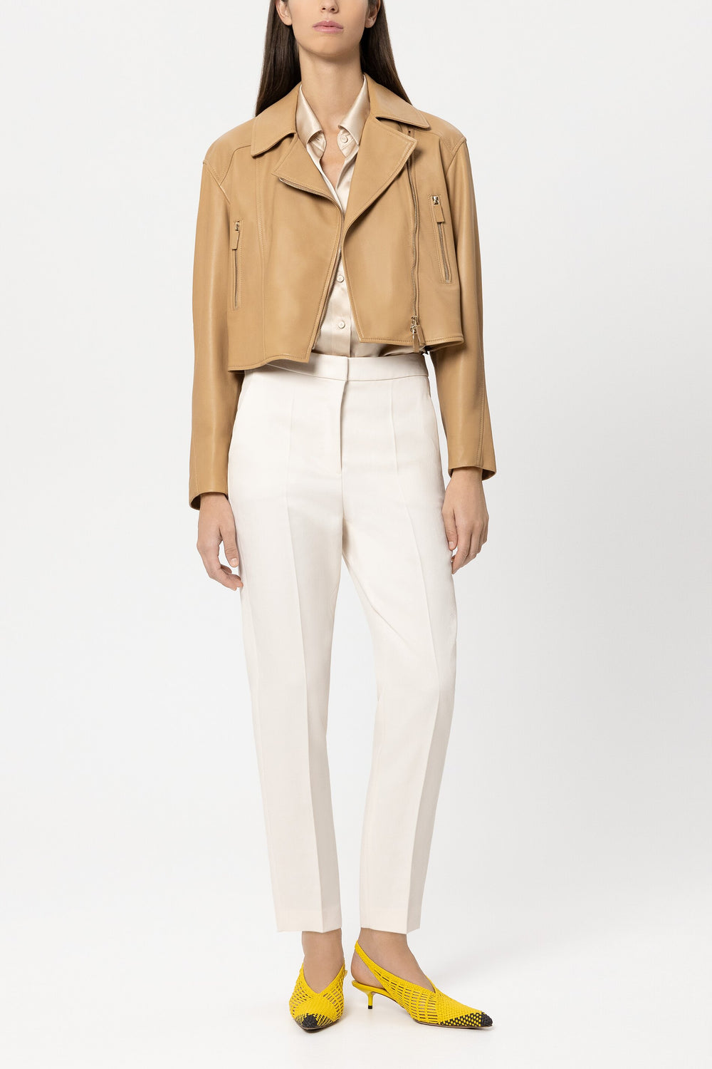 Lammnappa-Lederjacke - golden camel - Standard