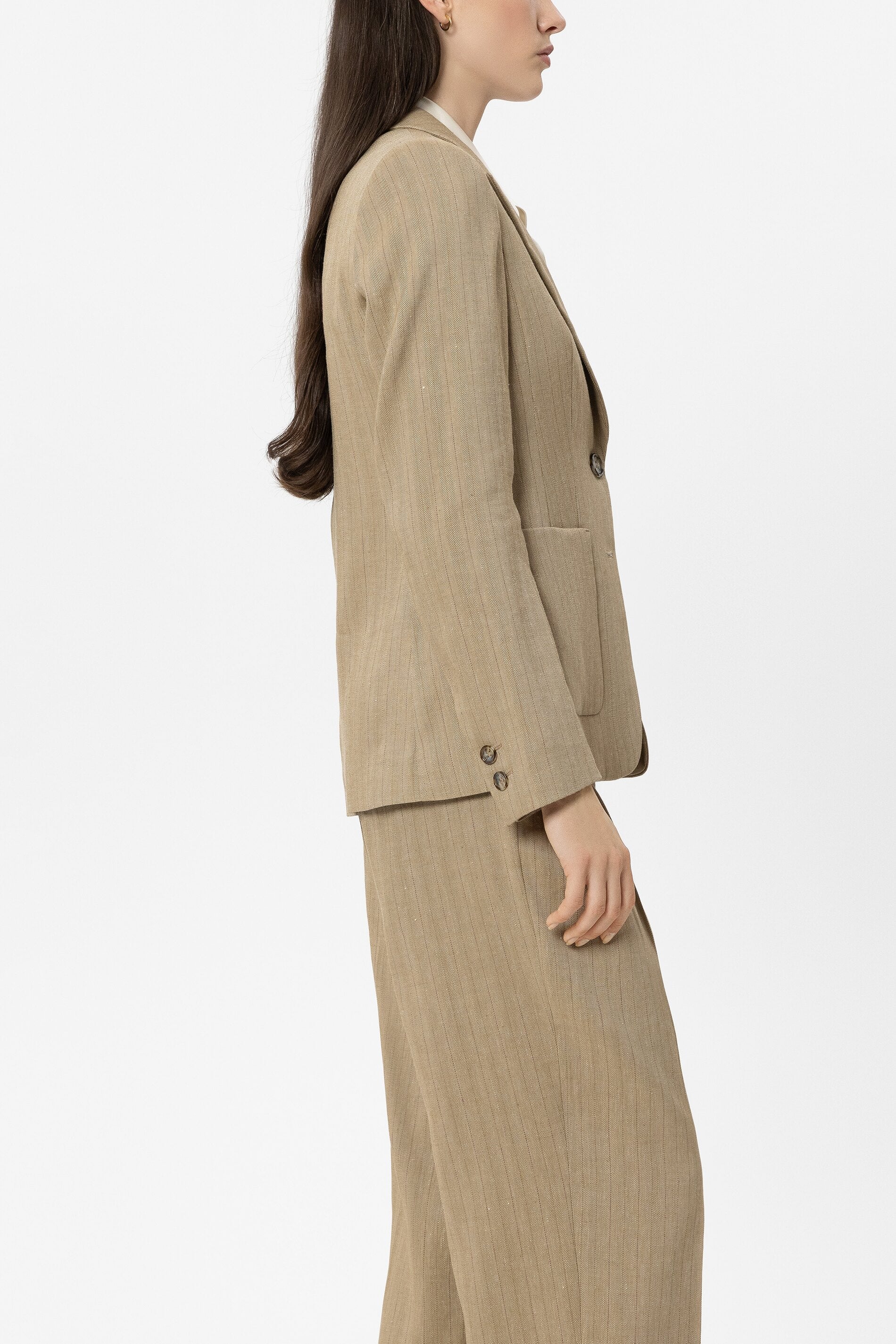 Blazer aus Leinen-Mix - sand - Standard | Model Seite