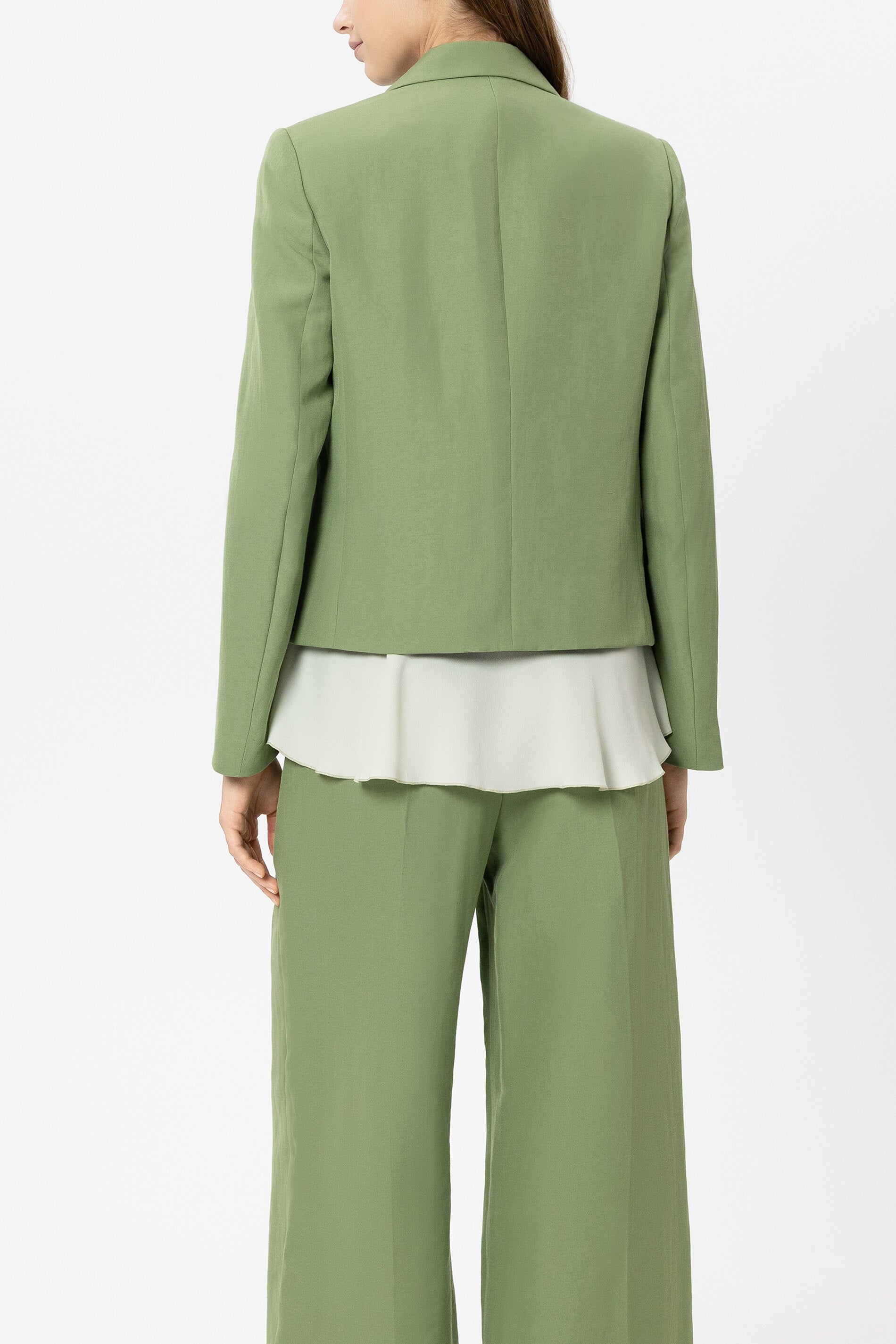 Blazer aus Leinen-Mix - moss green - Standard | Model Rück