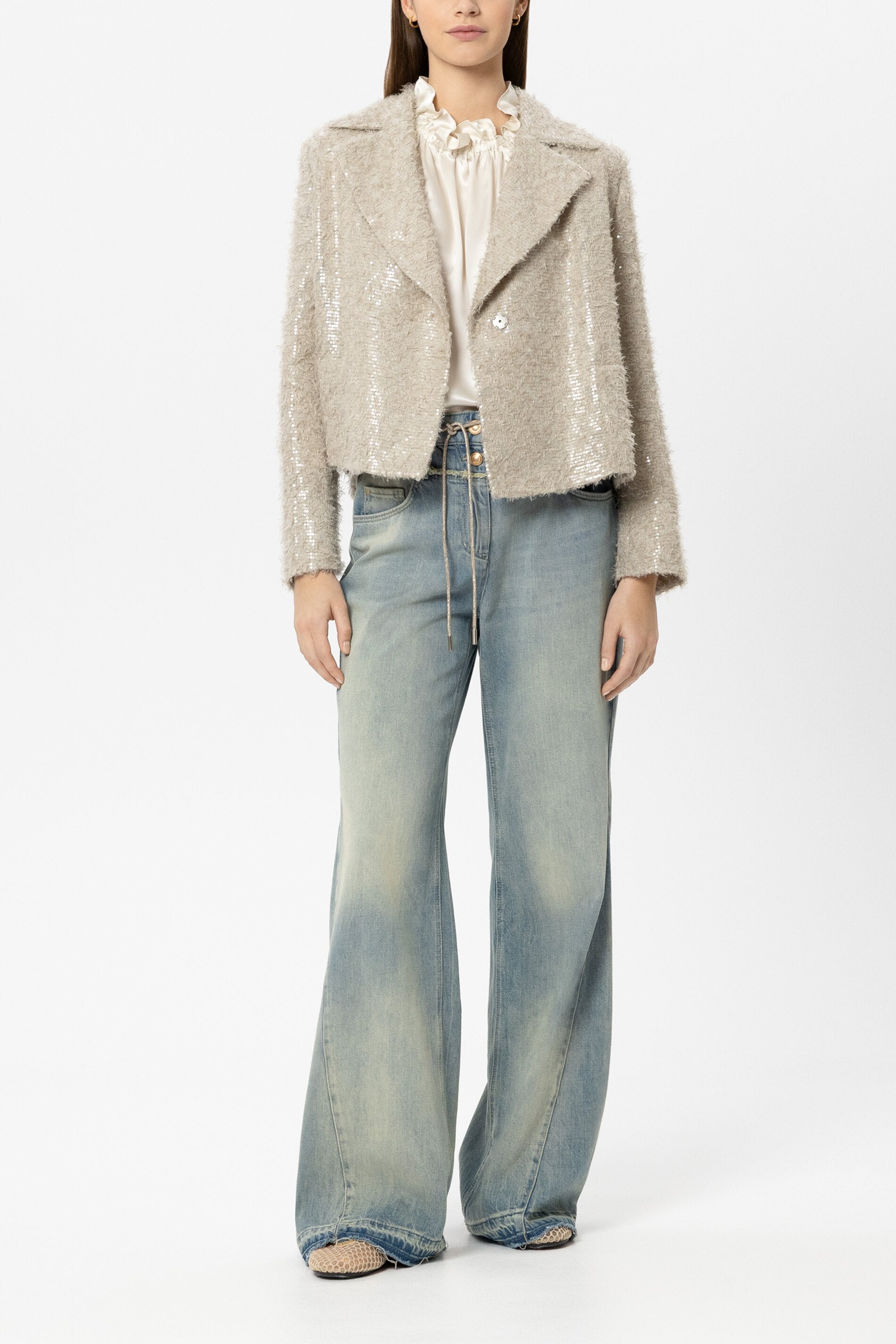 Pailletten-Cabanjacke - taupe - Standard | Model Front