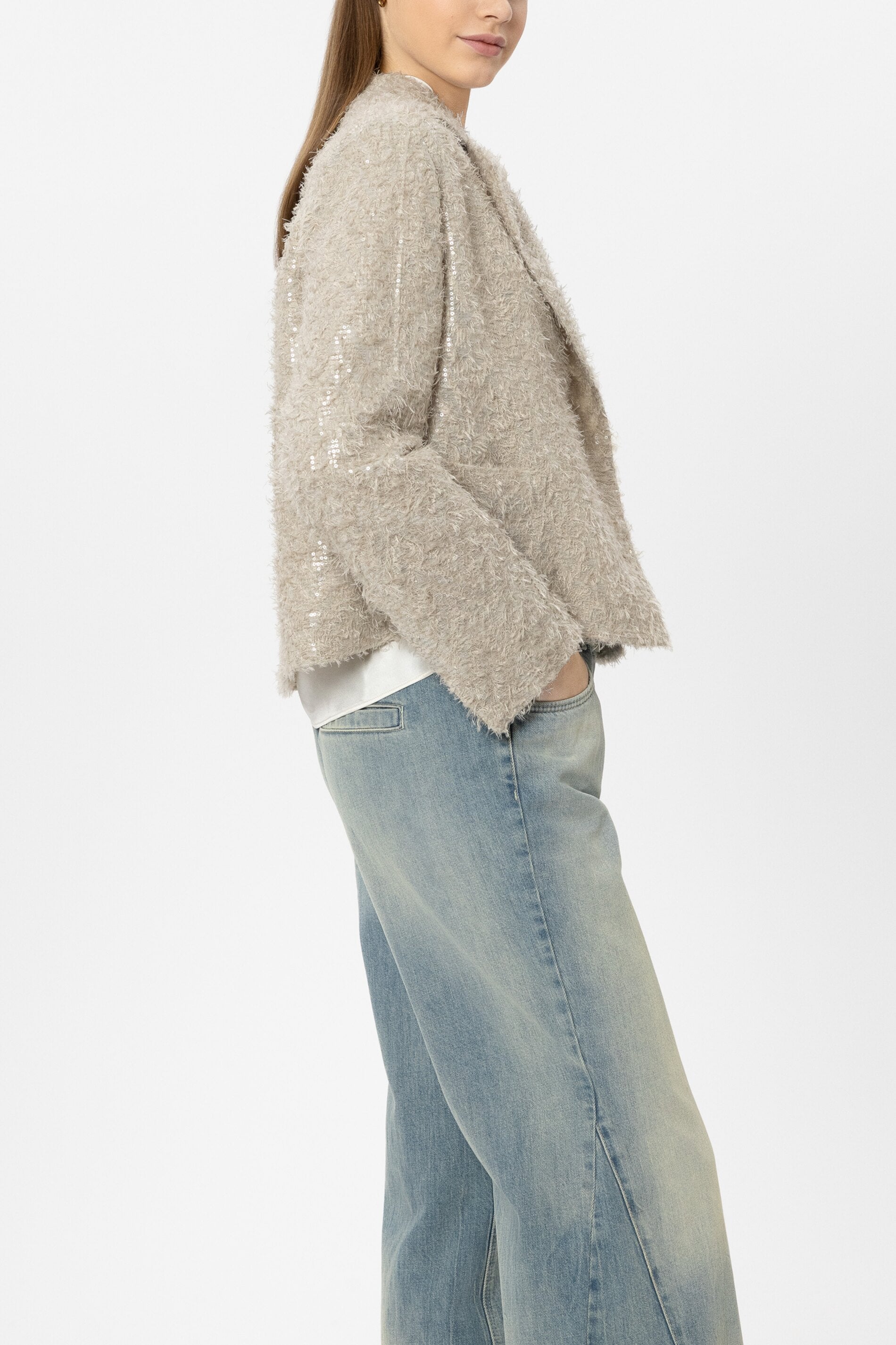 Pailletten-Cabanjacke - taupe - Standard | Model Seite