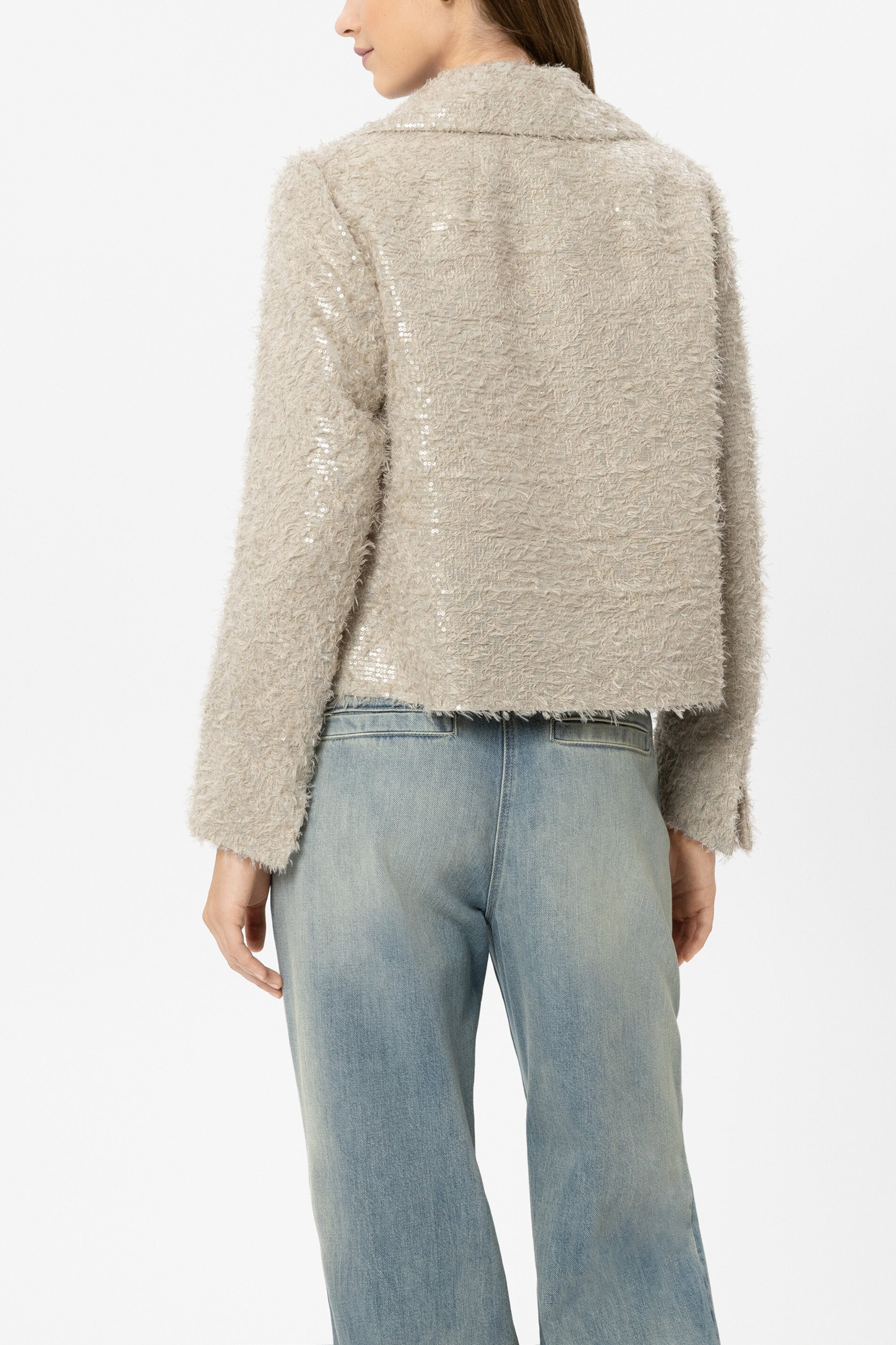 Pailletten-Cabanjacke - taupe - Standard | Model Rück